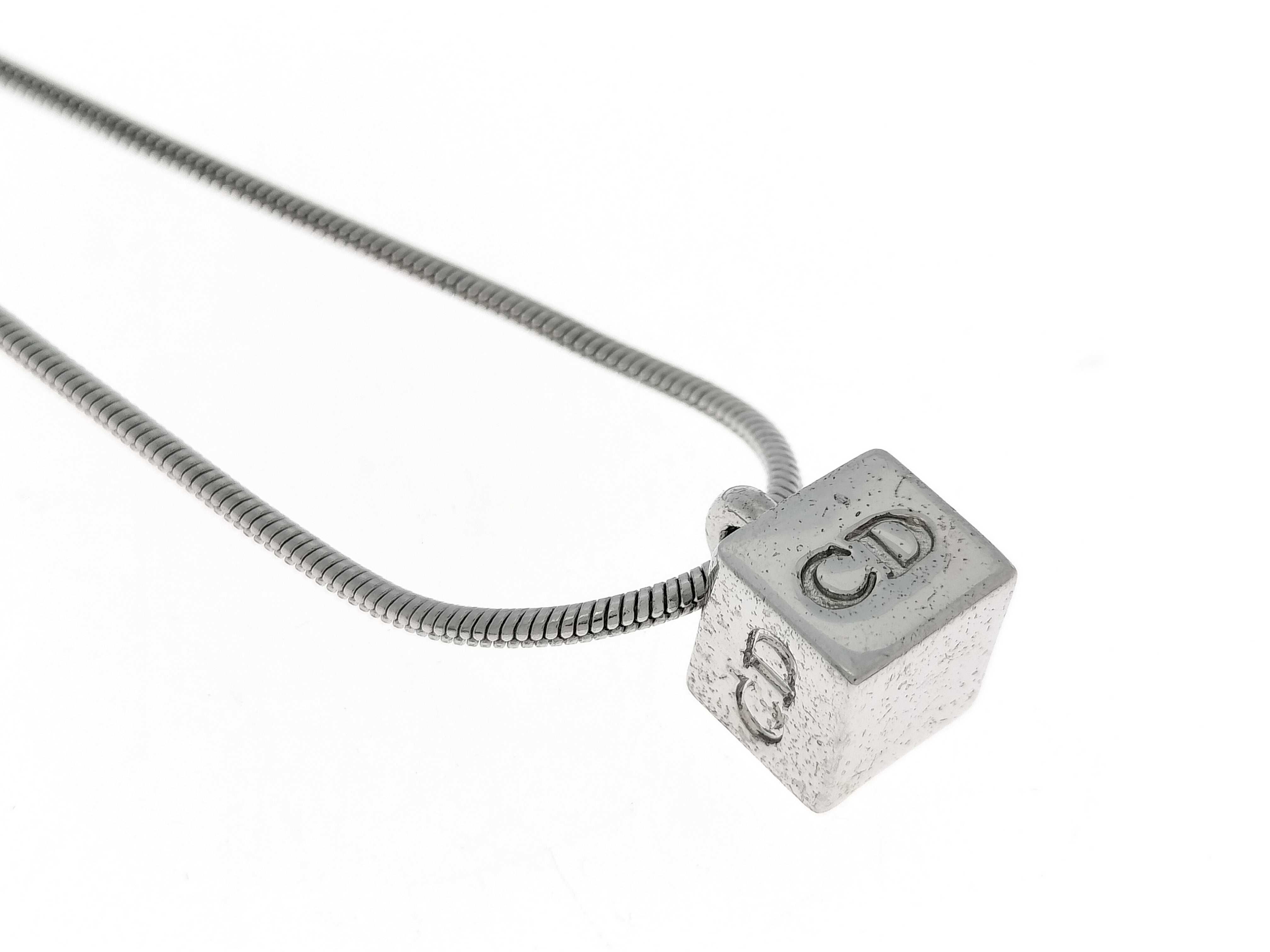 CD Logo Cube Dice Snake Chain Silver Necklace — view 2
