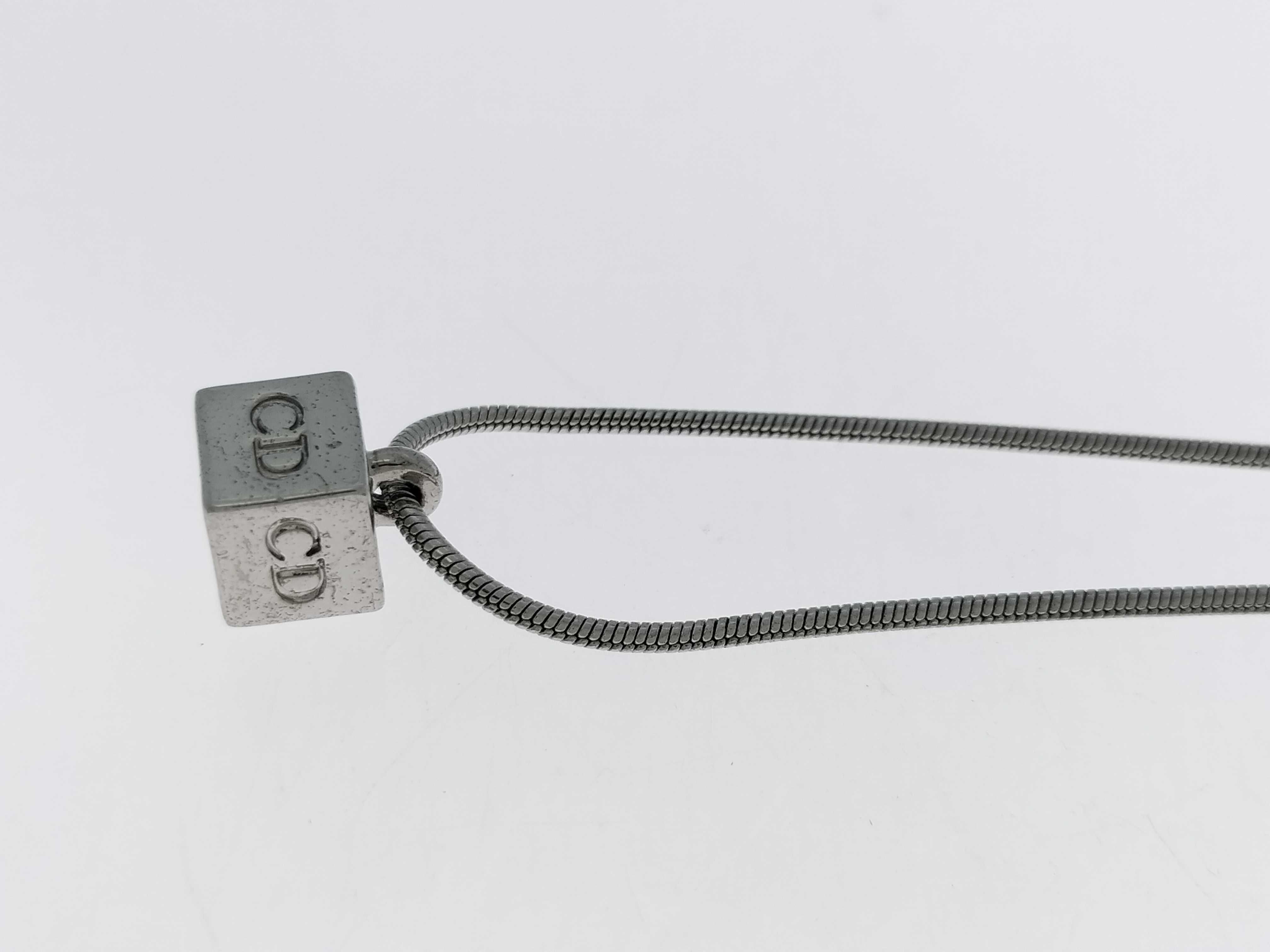 CD Logo Cube Dice Snake Chain Silver Necklace — view 3