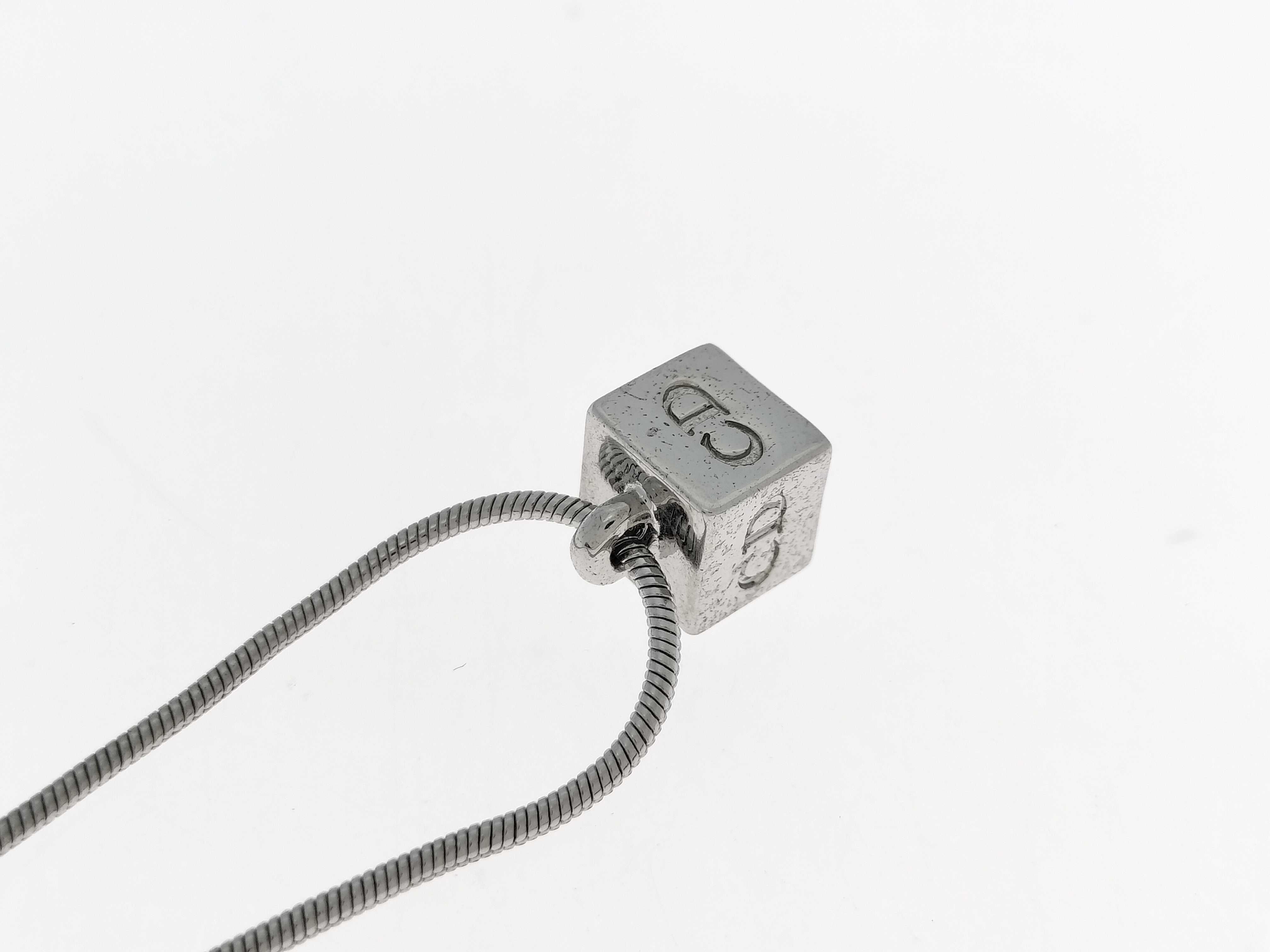 CD Logo Cube Dice Snake Chain Silver Necklace — view 4