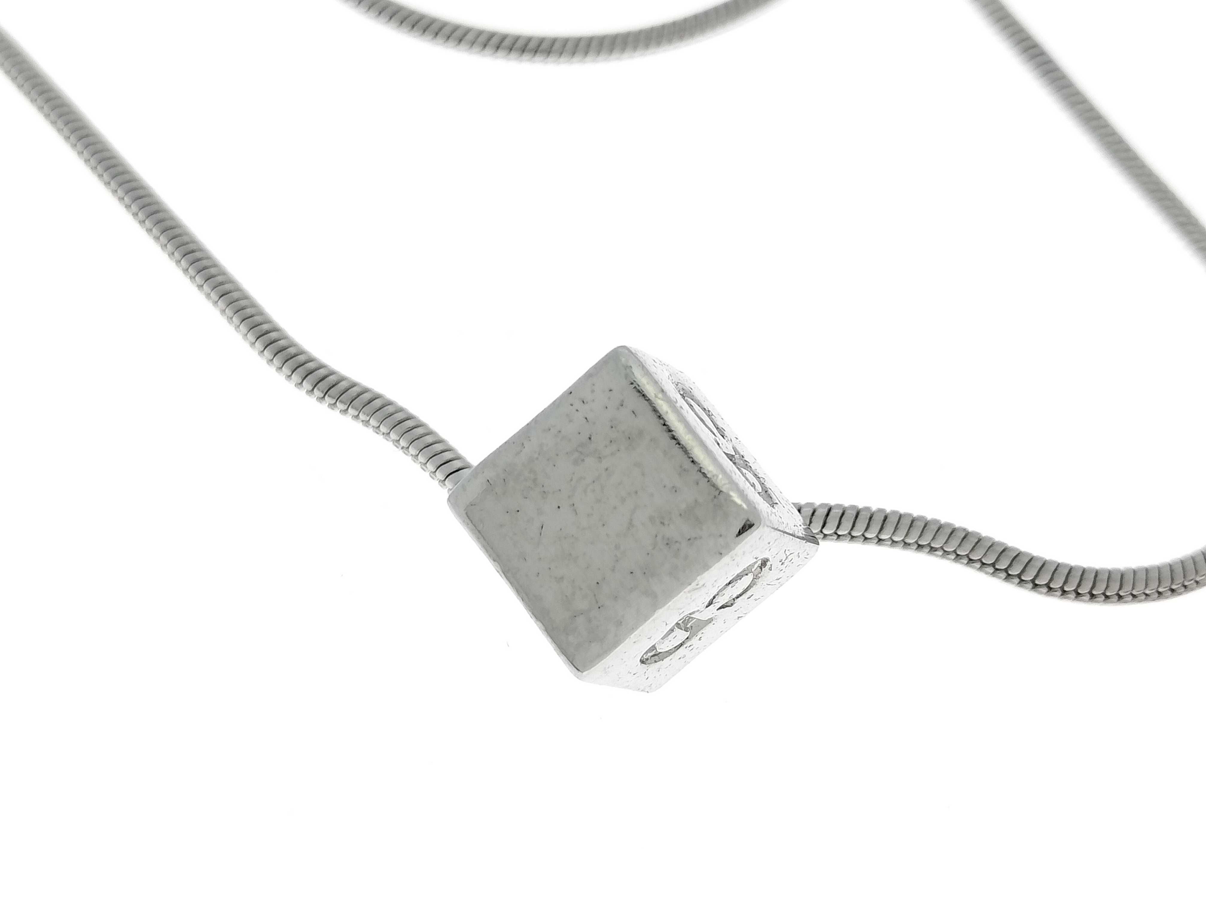 CD Logo Cube Dice Snake Chain Silver Necklace — view 5