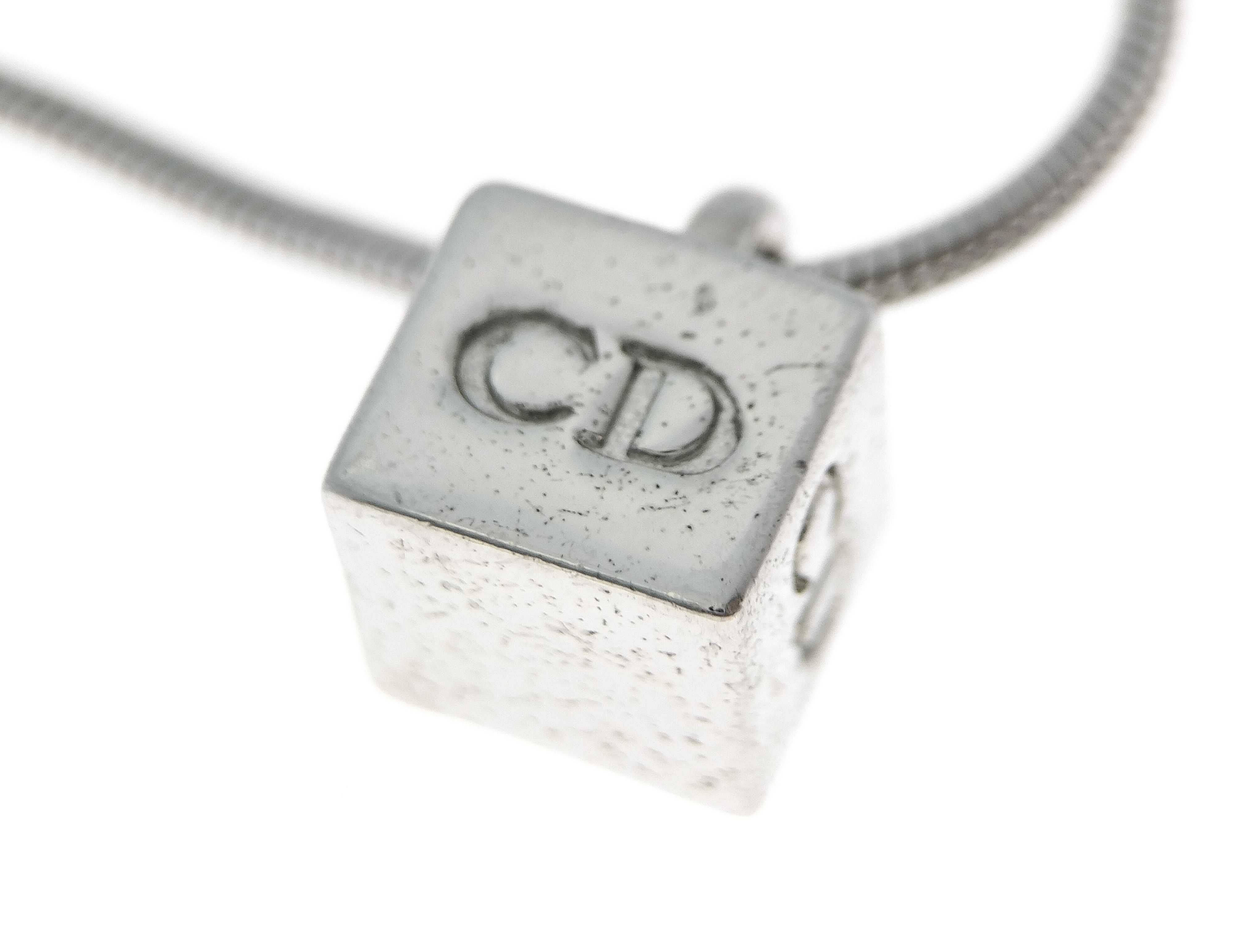 CD Logo Cube Dice Snake Chain Silver Necklace — view 10