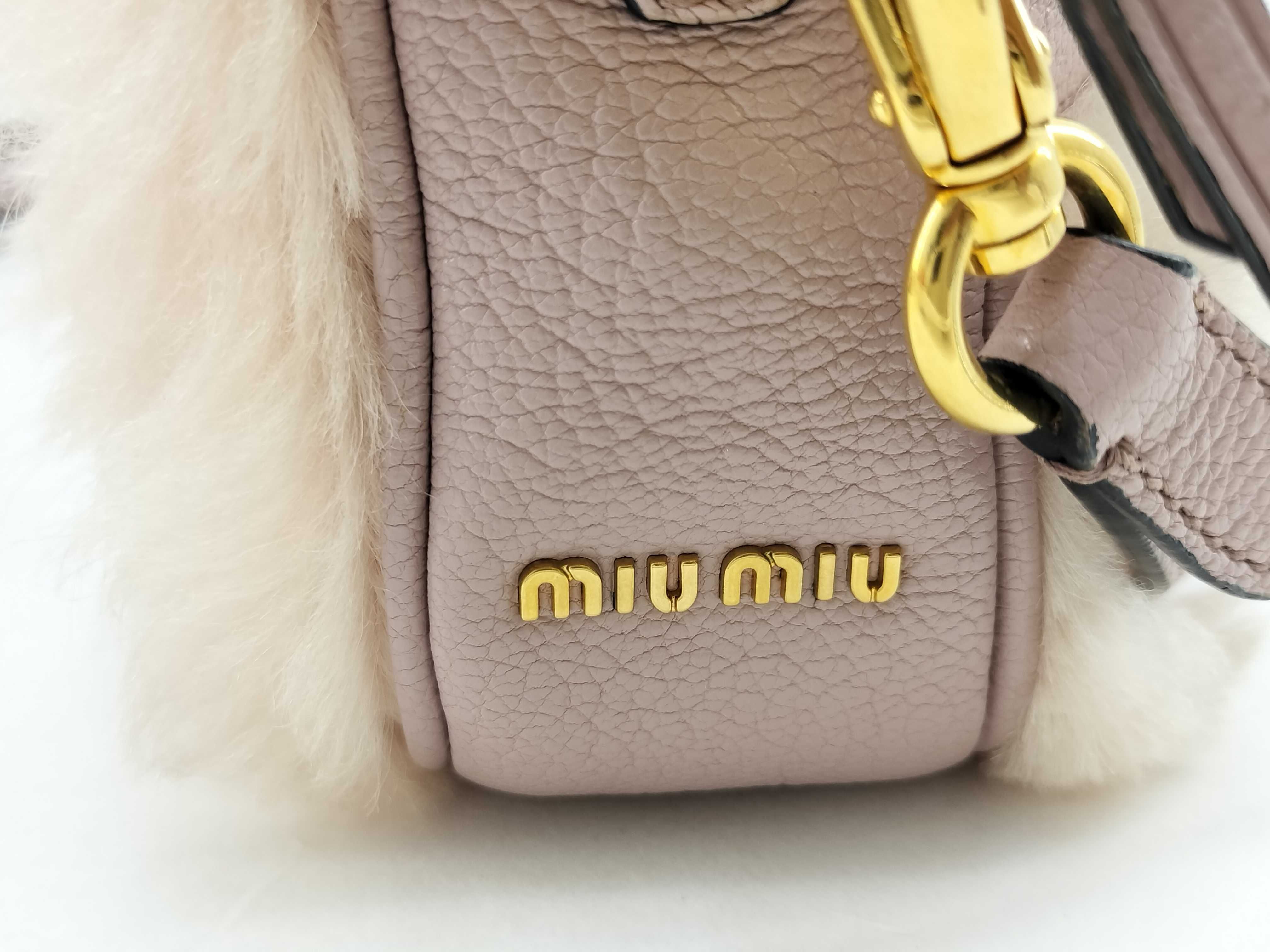 shoulder bag (5BH082) with fur trim, leather accents, ribbon detail, gold hardware, and satin lining. Includes guarantee card and dust bag. — view 6