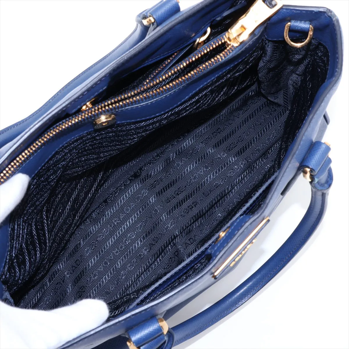 Saffiano Galleria Leather 2-Way Handbag, Blue — view 11