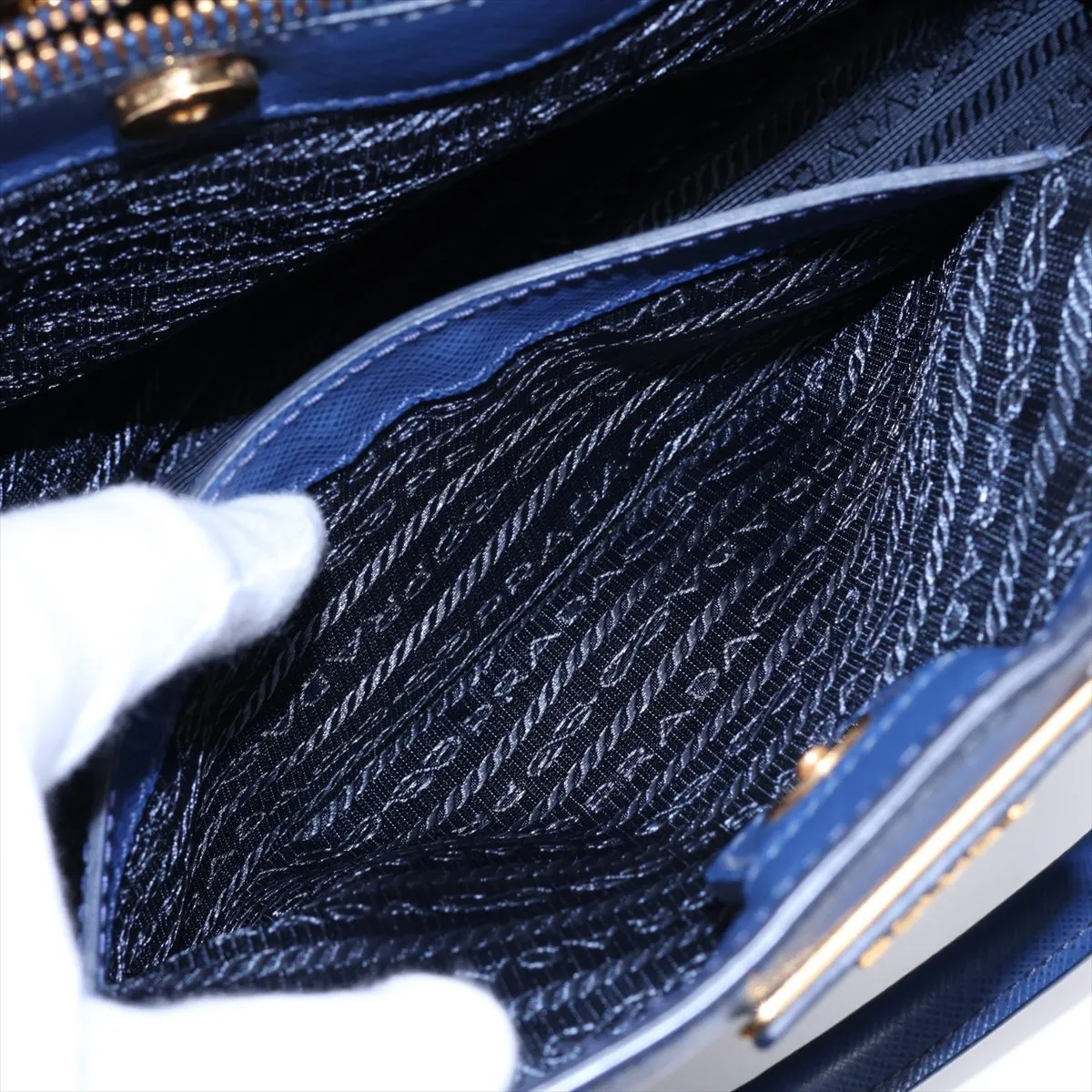 Saffiano Galleria Leather 2-Way Handbag, Blue — view 12