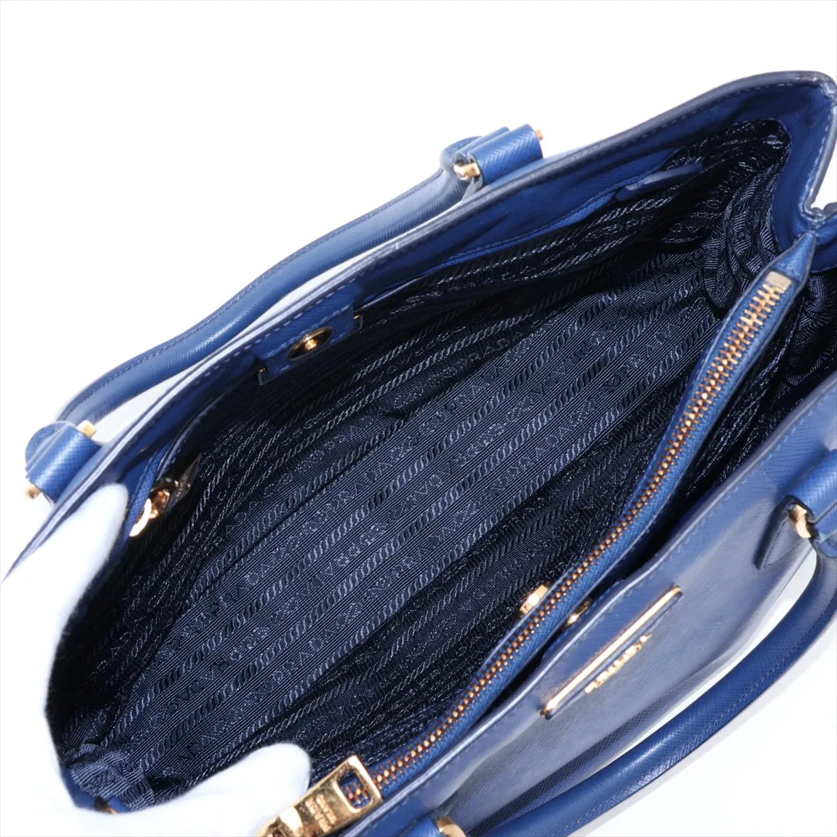 Saffiano Galleria Leather 2-Way Handbag, Blue — view 8