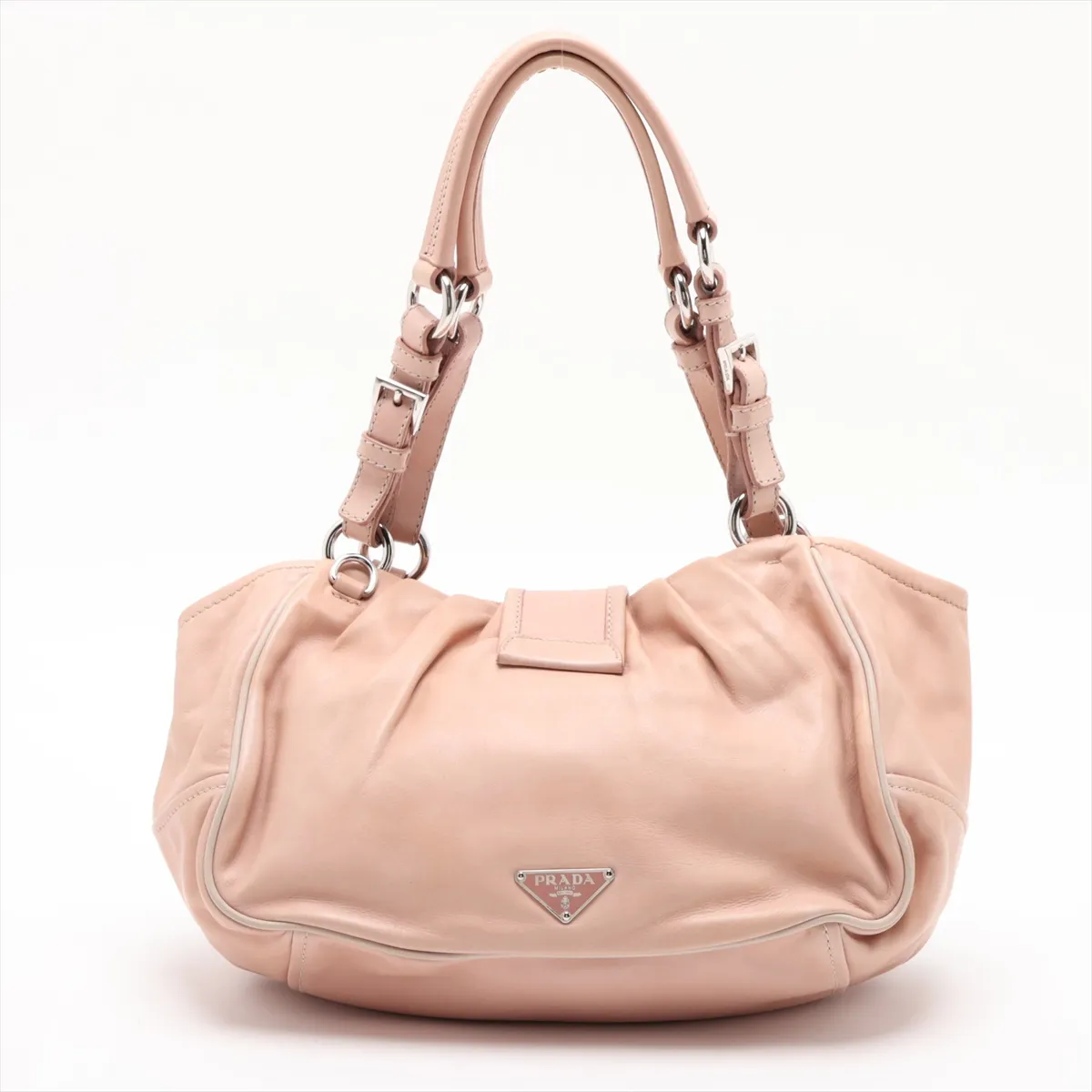 BR2888 Leather Handbag, Beige — view 2