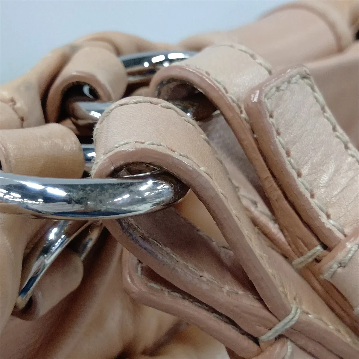 BR2888 Leather Handbag, Beige — view 11