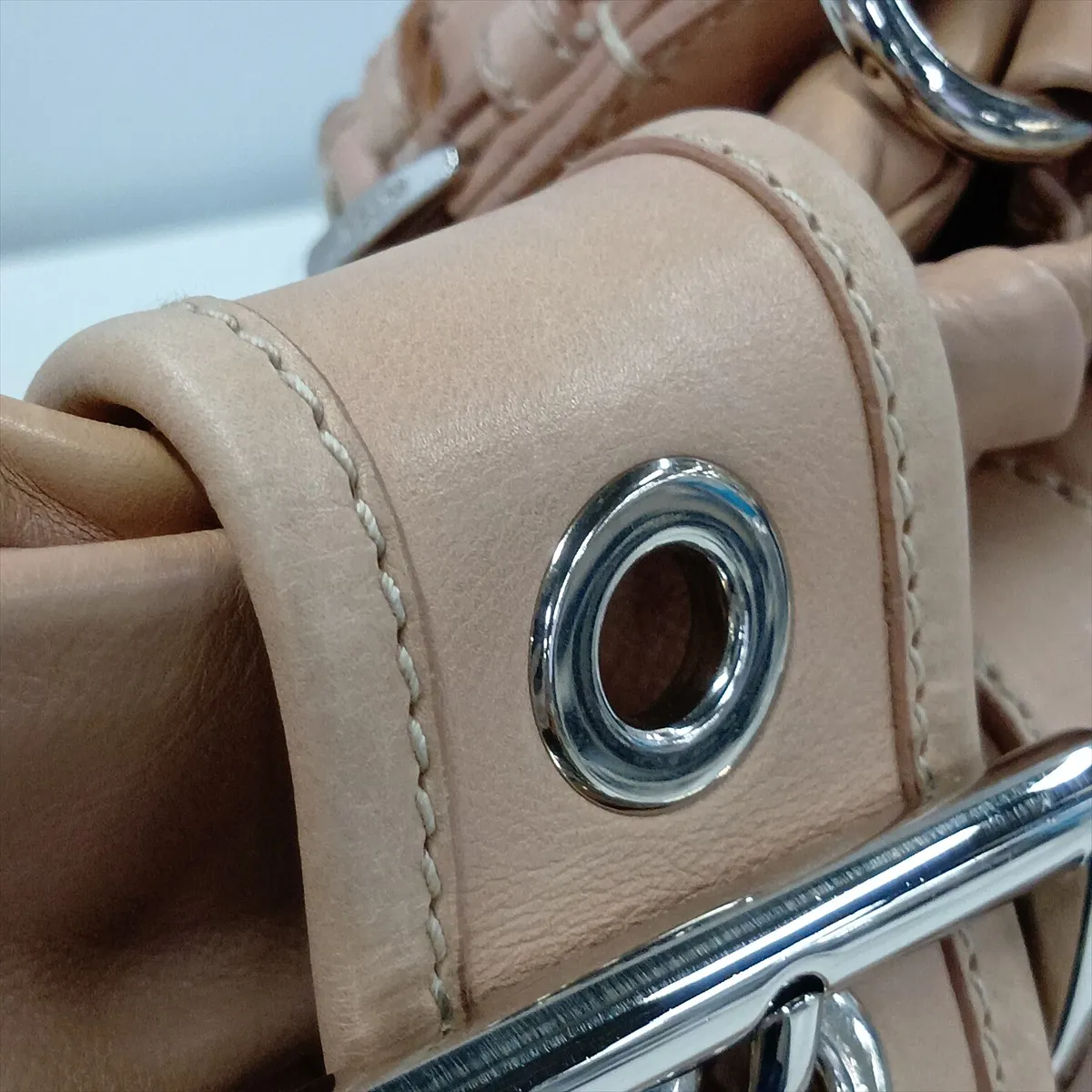 BR2888 Leather Handbag, Beige — view 12