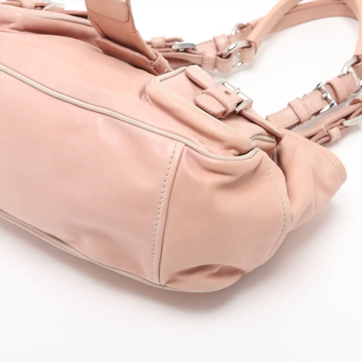 BR2888 Leather Handbag, Beige — view 3