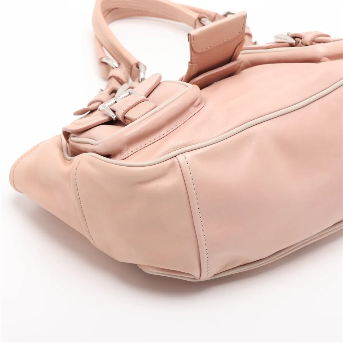 BR2888 Leather Handbag, Beige — view 4