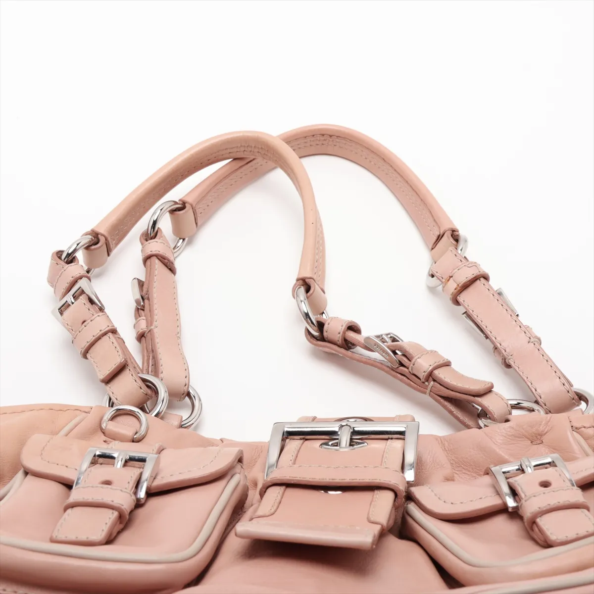 BR2888 Leather Handbag, Beige — view 6
