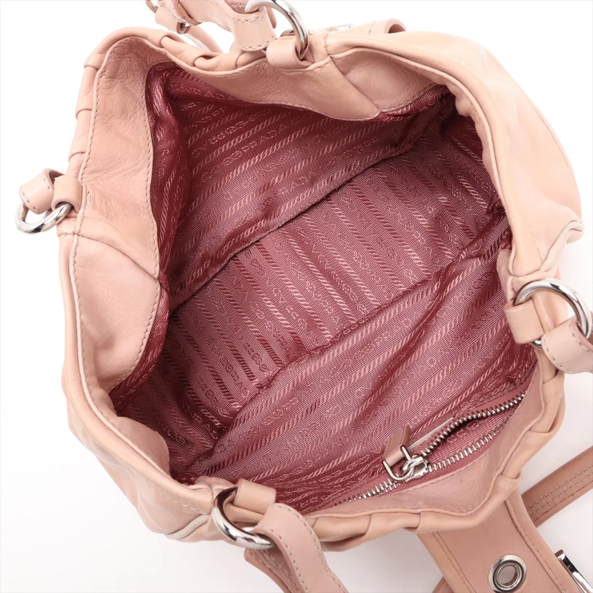 BR2888 Leather Handbag, Beige — view 7