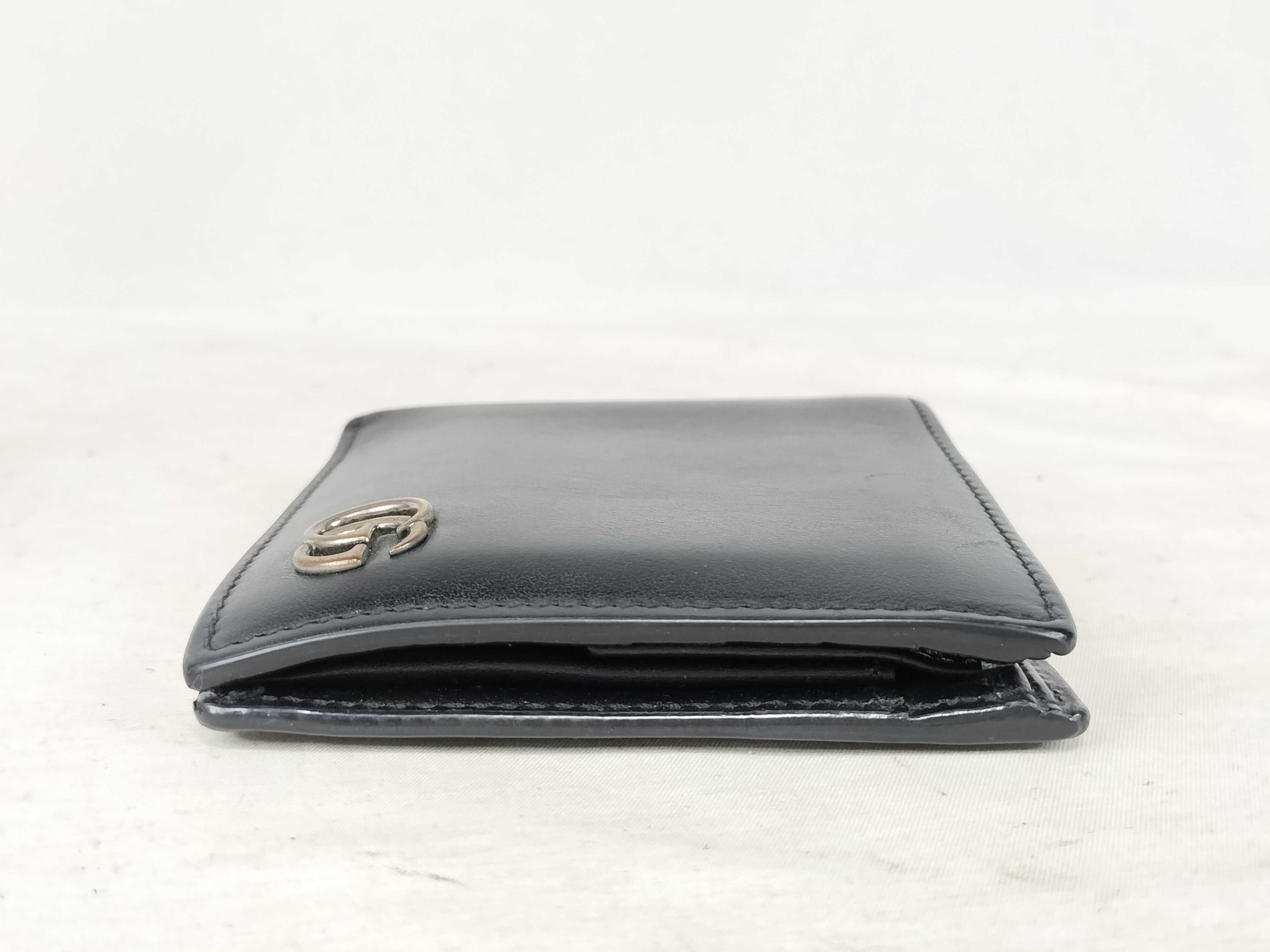 GG Marmont Bi-fold Wallet, Black Leather, Double G — view 6