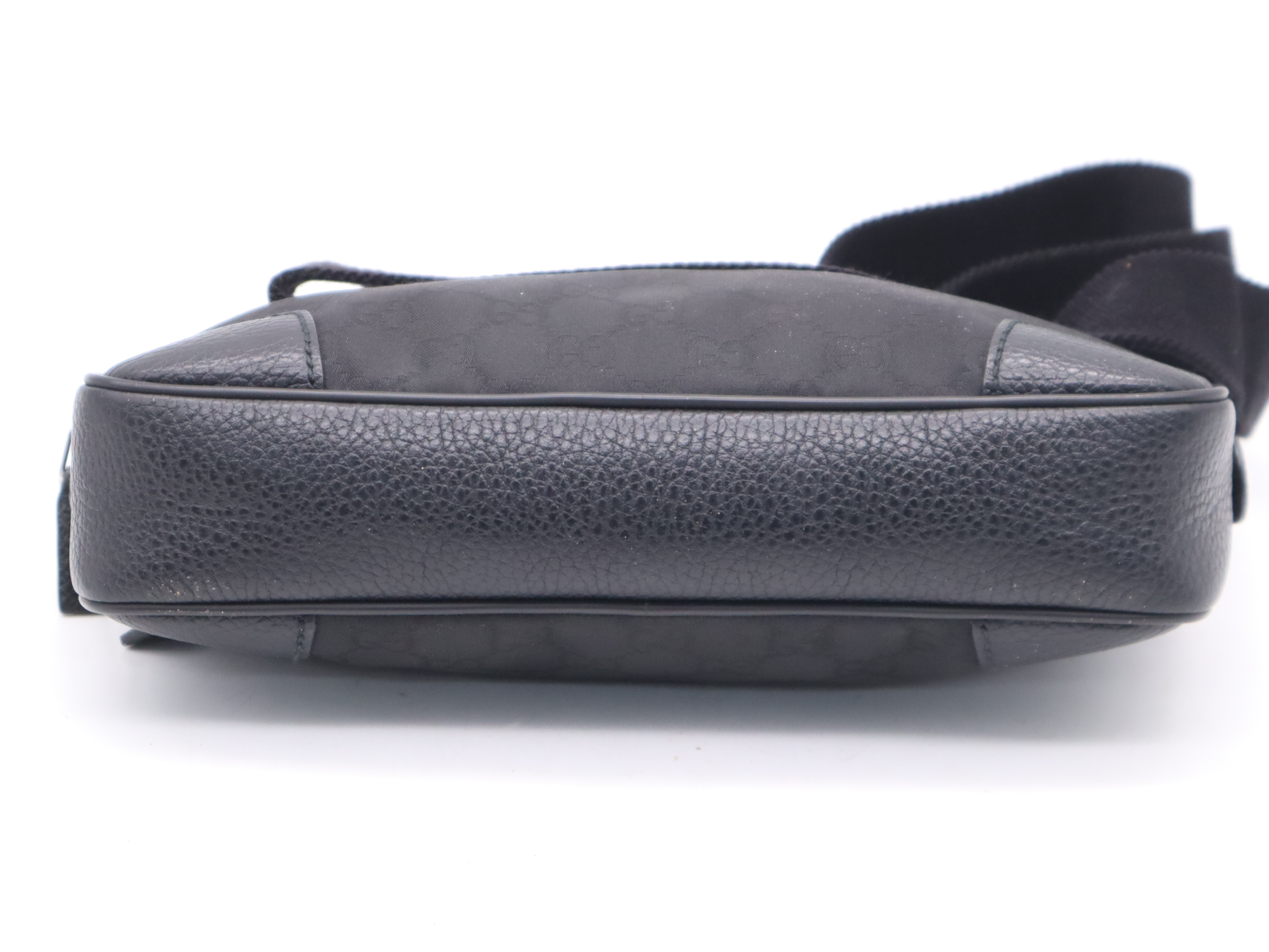 336672 GG Nylon/Leather Waist Bag, Black with Silver Hardware — view 4