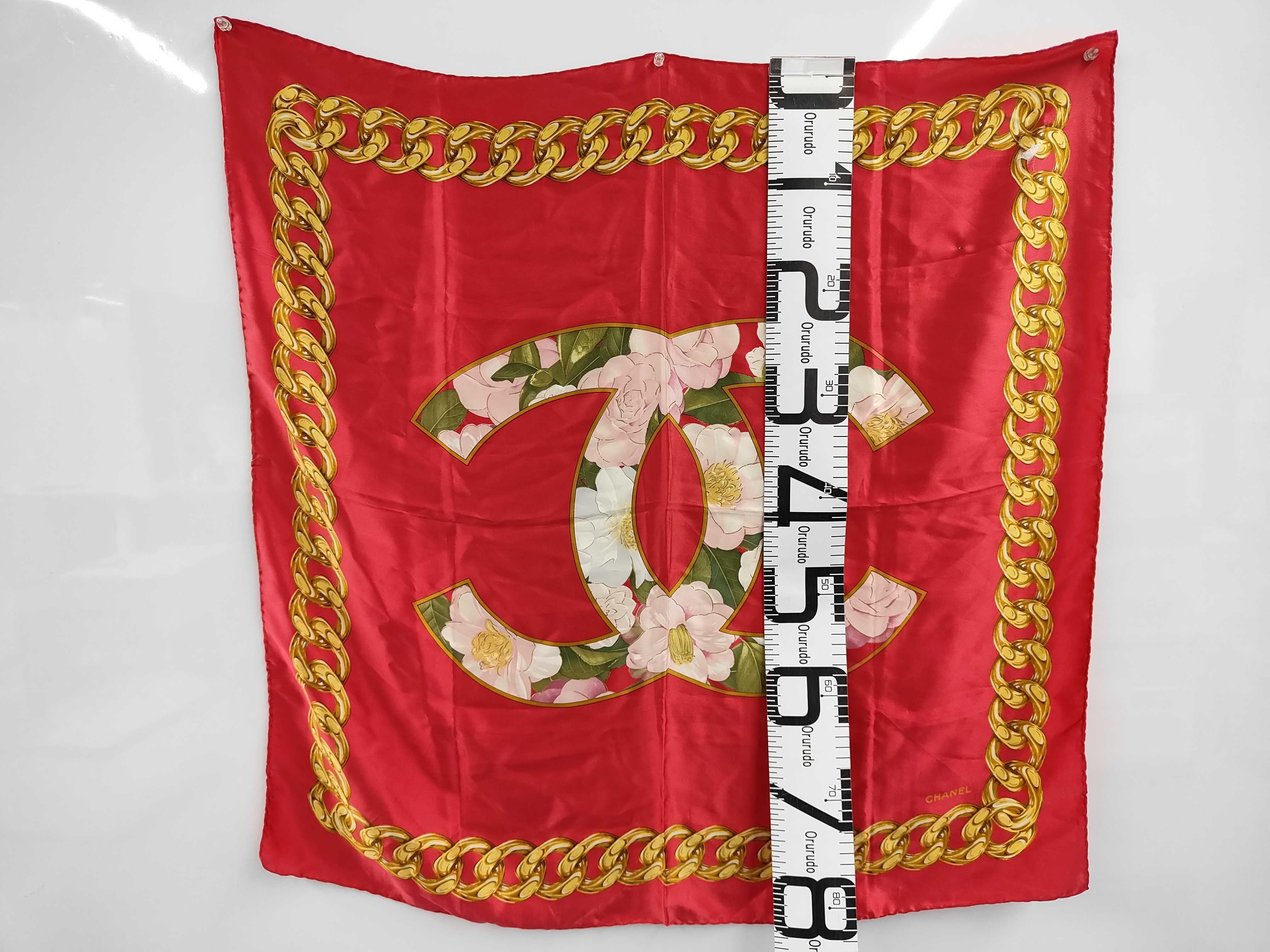 Coco Mark Red Gold Floral Large Silk Scarf Accessories (VO8279) Other Accessories — view 2