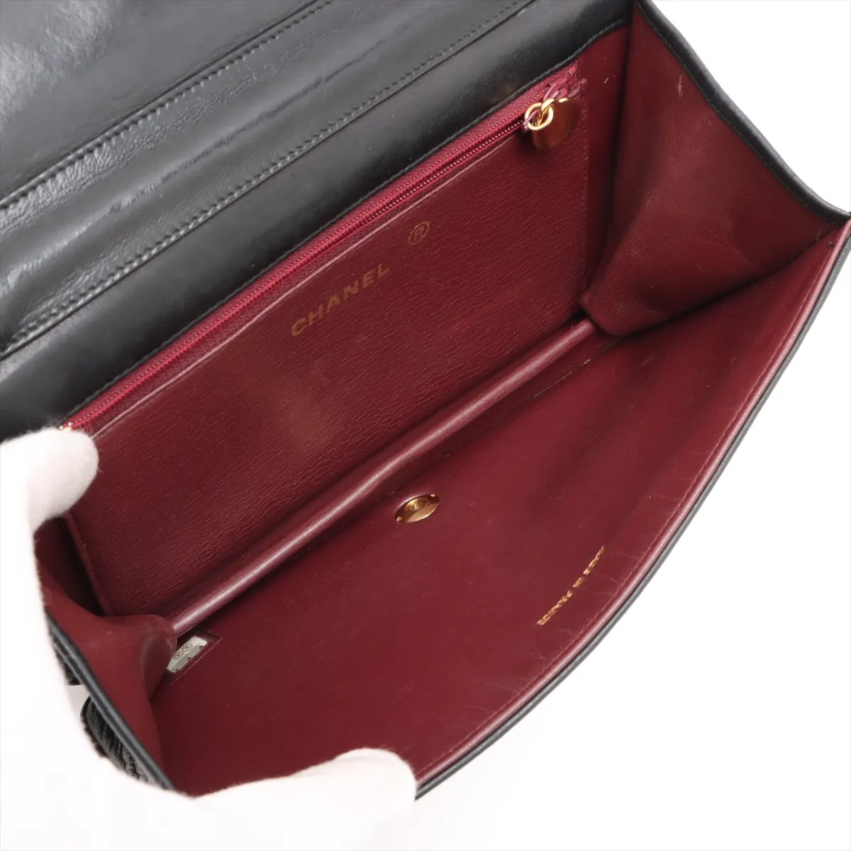 Matelasse Lambskin Single Flap Single Chain Bag Push Lock Black Gold Hardware 8563421 No. 8 — view 6