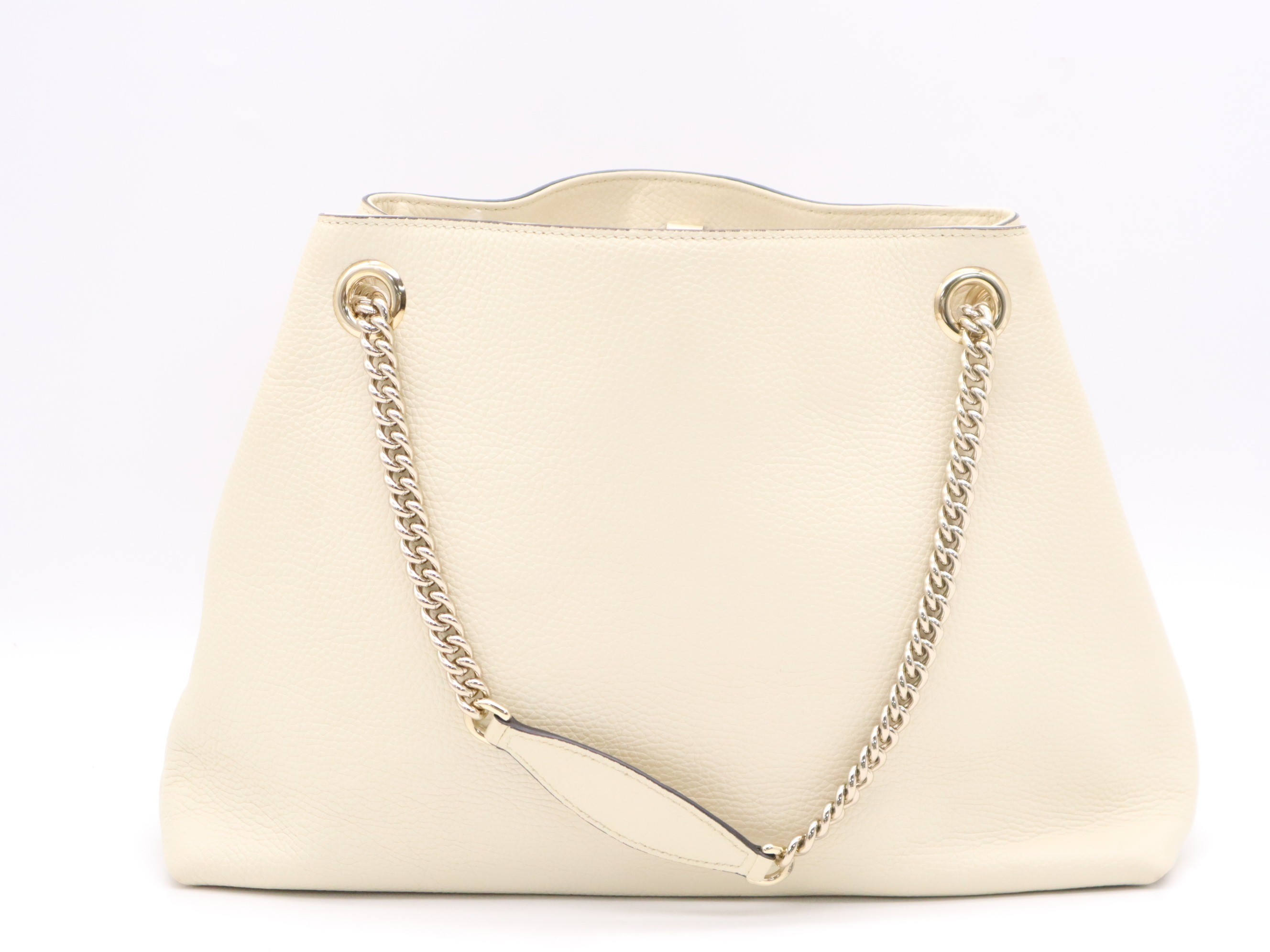 Leather Soho Fringe Tote Bag with Dust Bag, Ivory — view 2