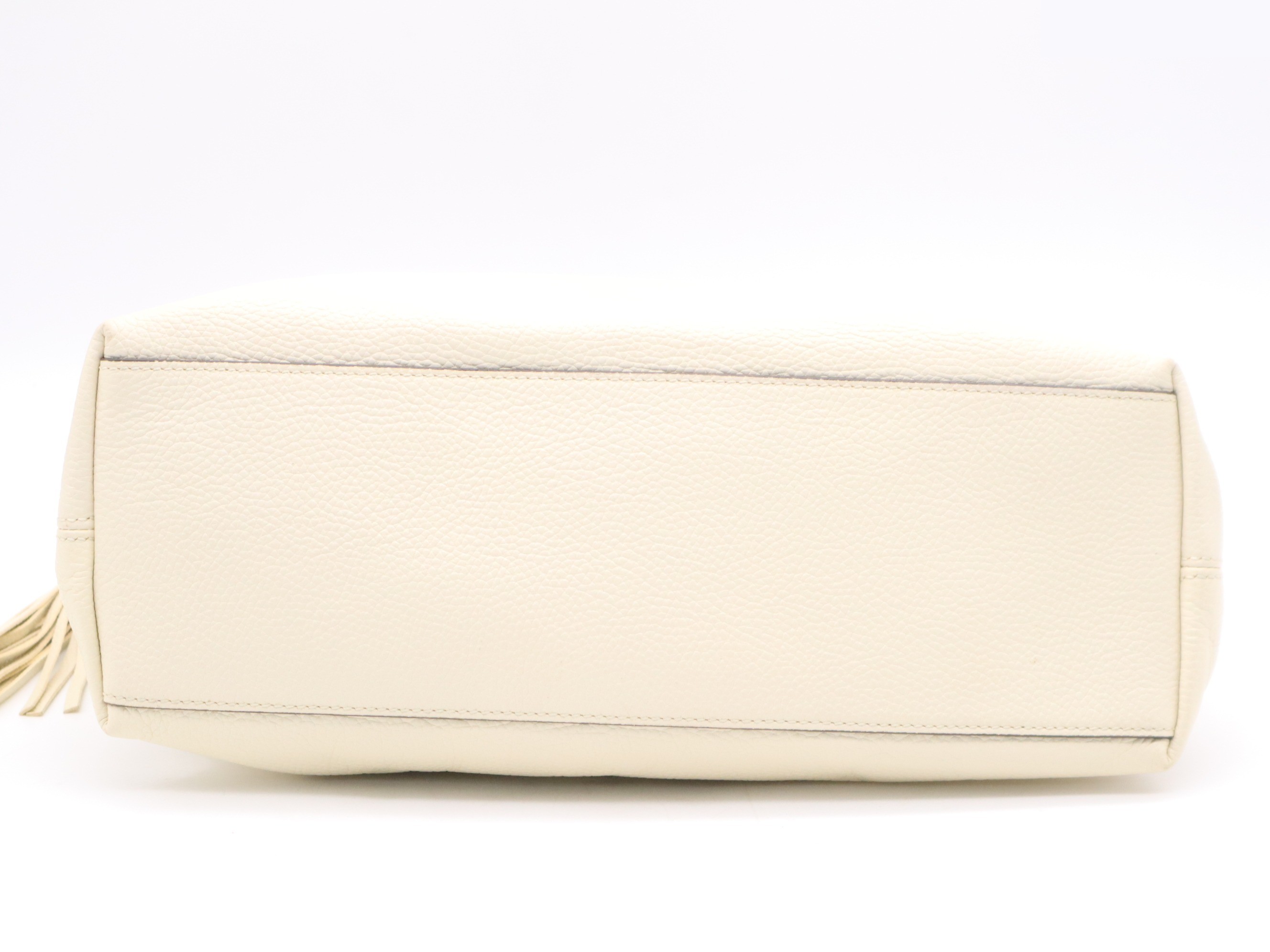 Leather Soho Fringe Tote Bag with Dust Bag, Ivory — view 4