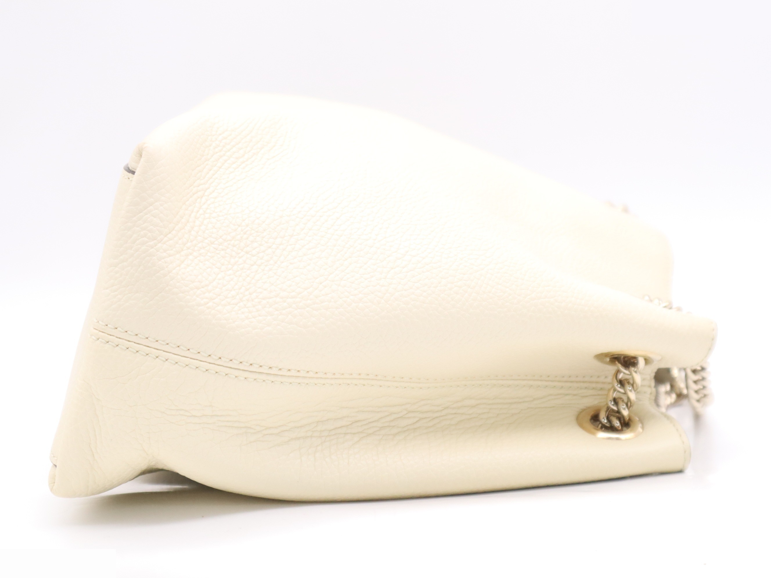 Leather Soho Fringe Tote Bag with Dust Bag, Ivory — view 5
