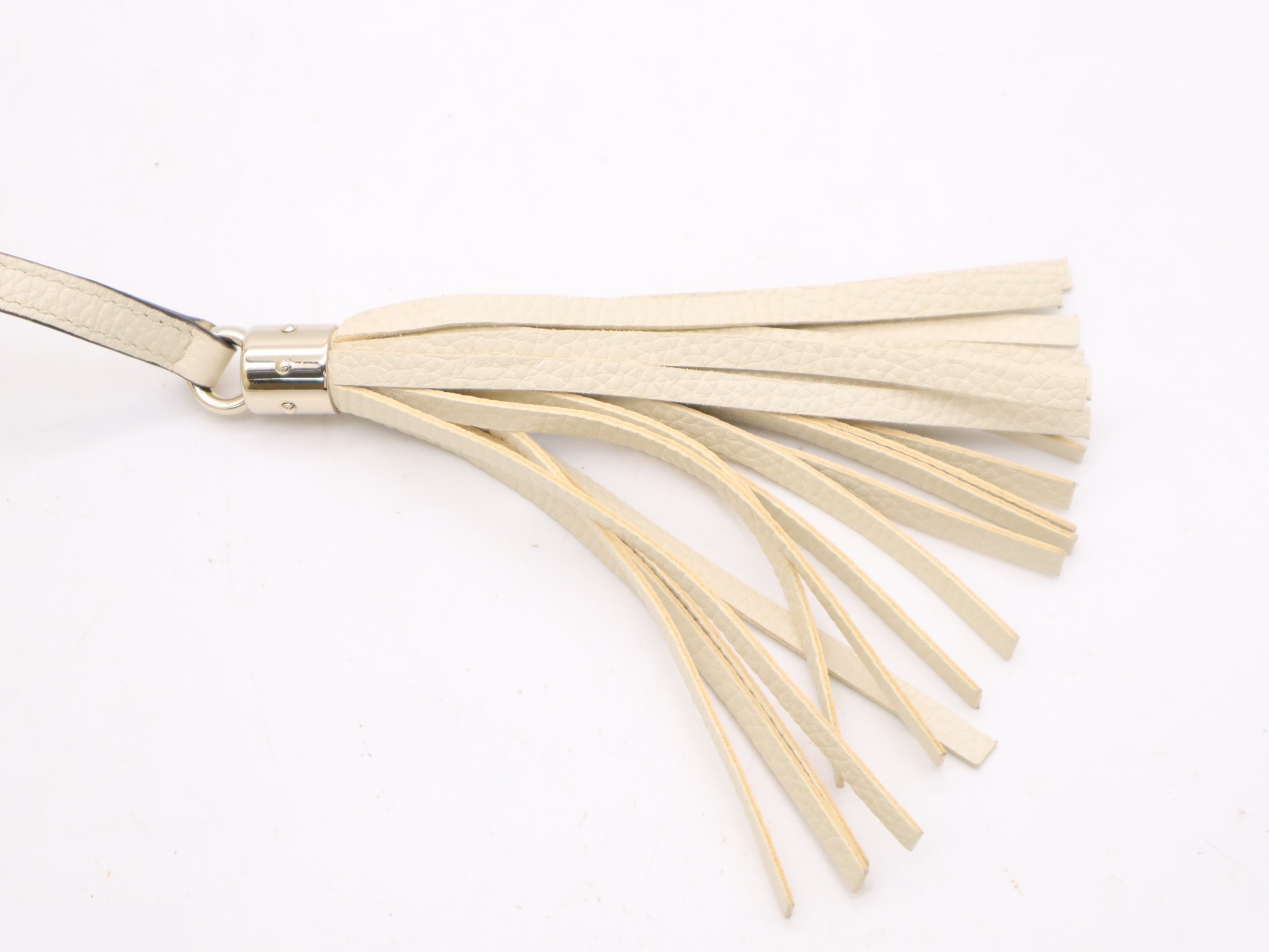 Leather Soho Fringe Tote Bag with Dust Bag, Ivory — view 8