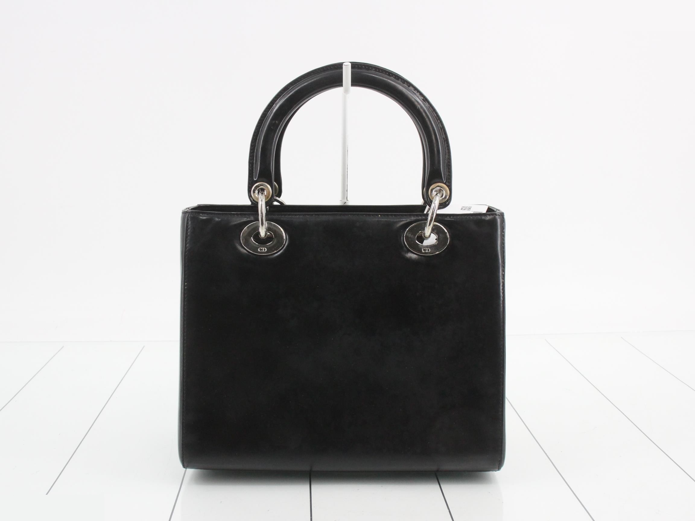 Lady Dior Black 2-Way Handbag with Gold Hardware and Strap — view 2