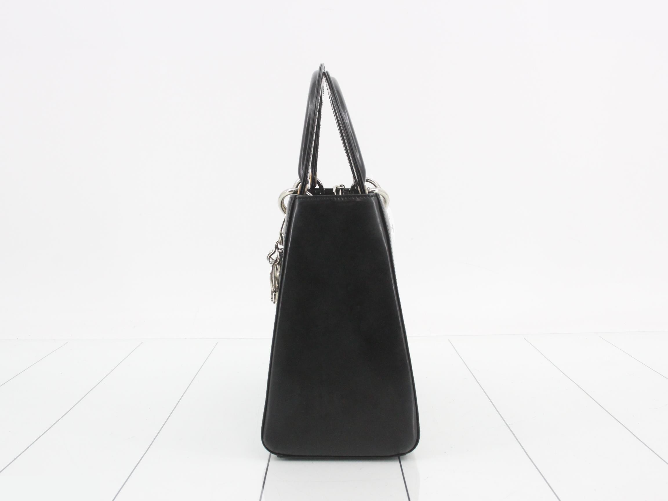 Lady Dior Black 2-Way Handbag with Gold Hardware and Strap — view 3