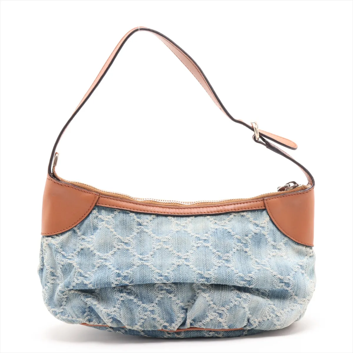 GG Denim 224093 Denim x Leather Shoulder Bag Blue x Brown — view 2
