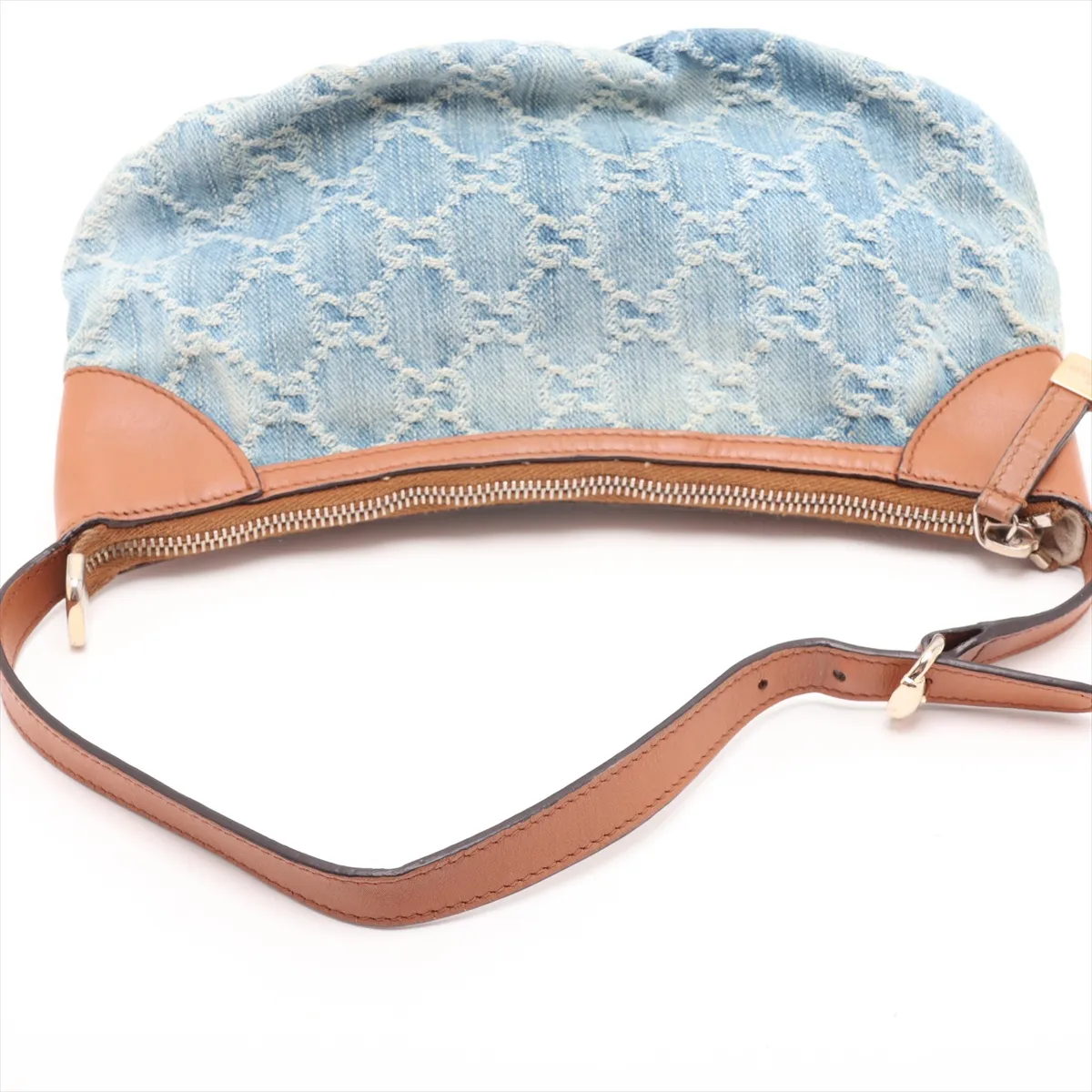 GG Denim 224093 Denim x Leather Shoulder Bag Blue x Brown — view 5