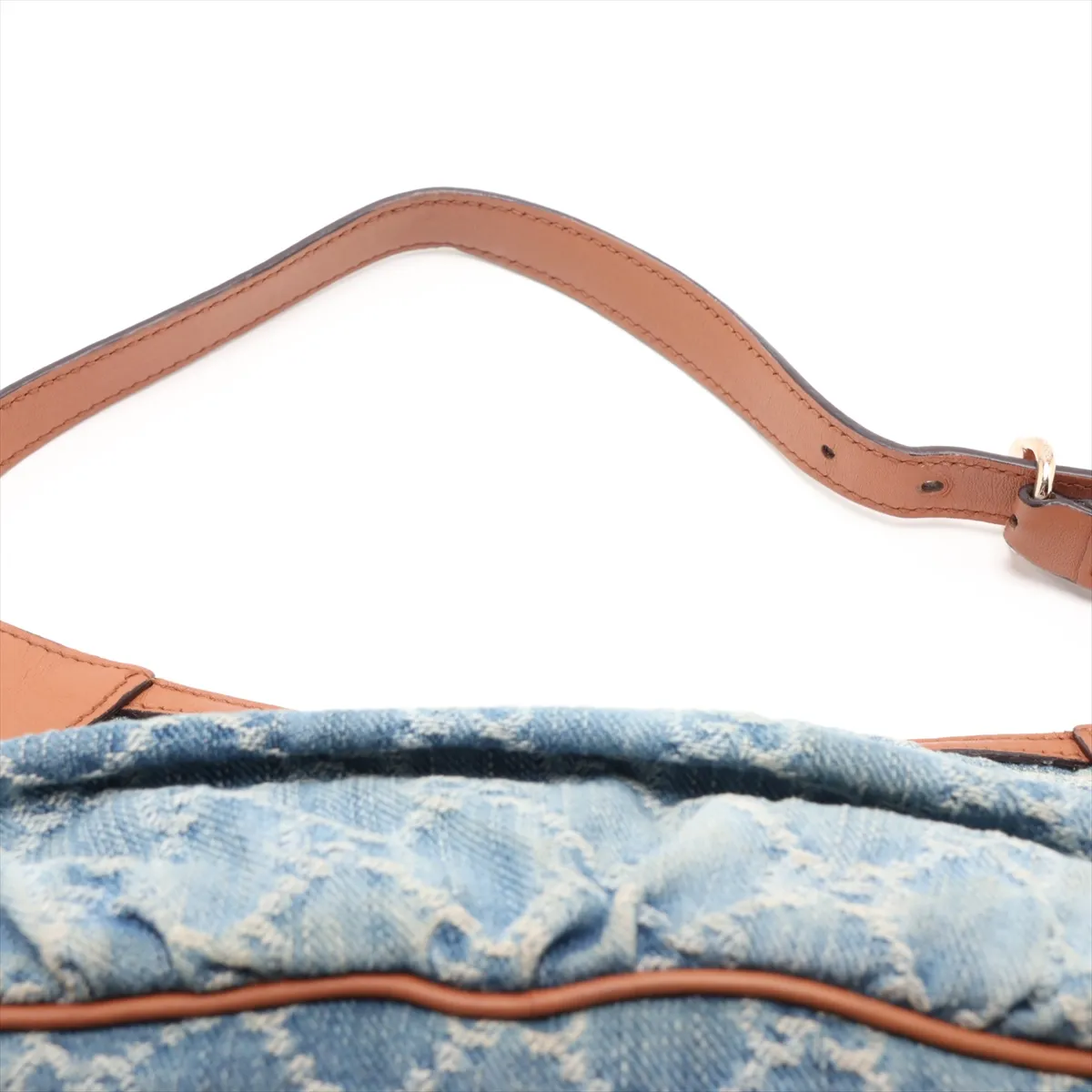 GG Denim 224093 Denim x Leather Shoulder Bag Blue x Brown — view 6