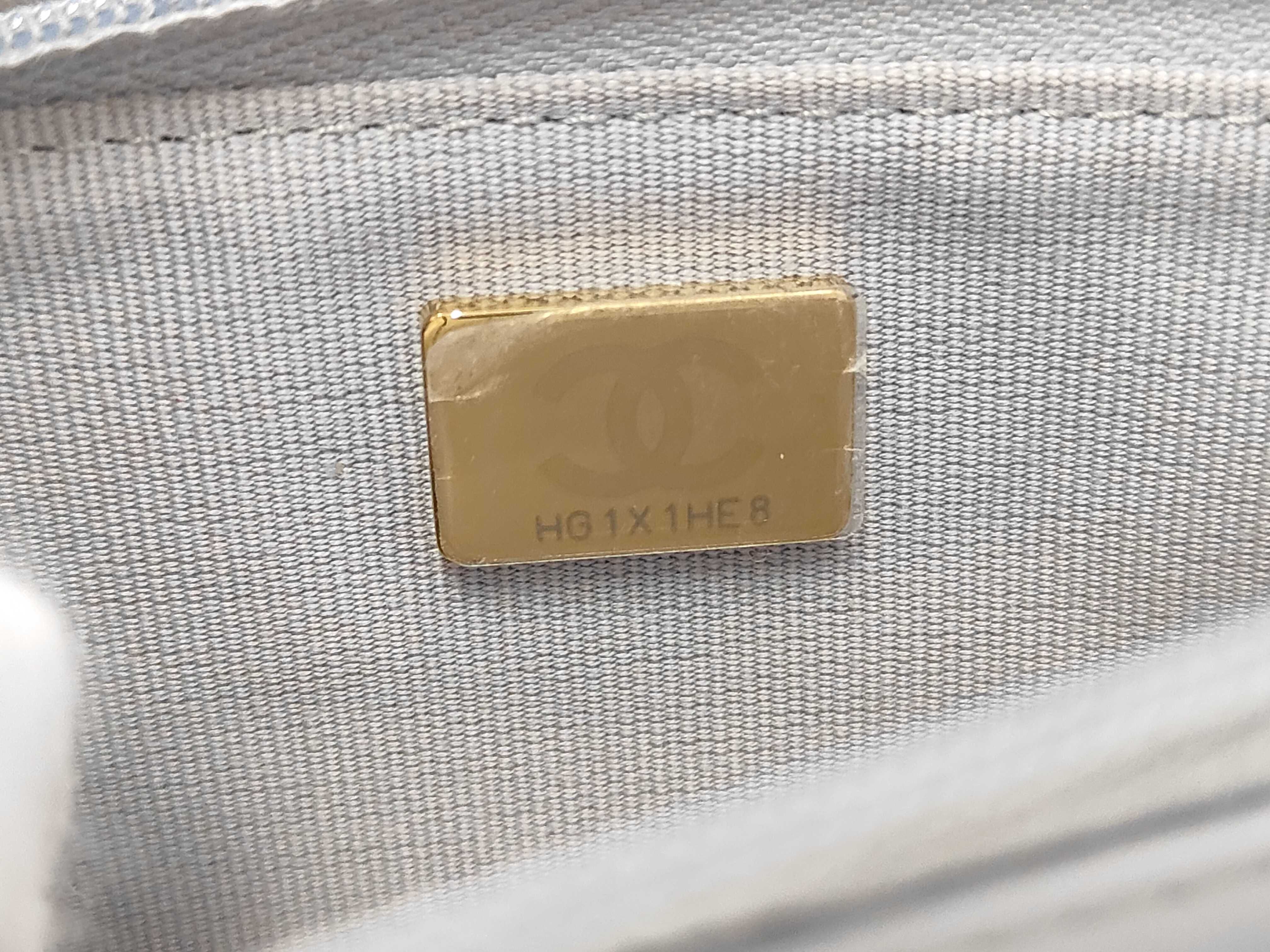 Matelassé Chain Shoulder Bag, Gray Lambskin, Gold Hardware. — view 11