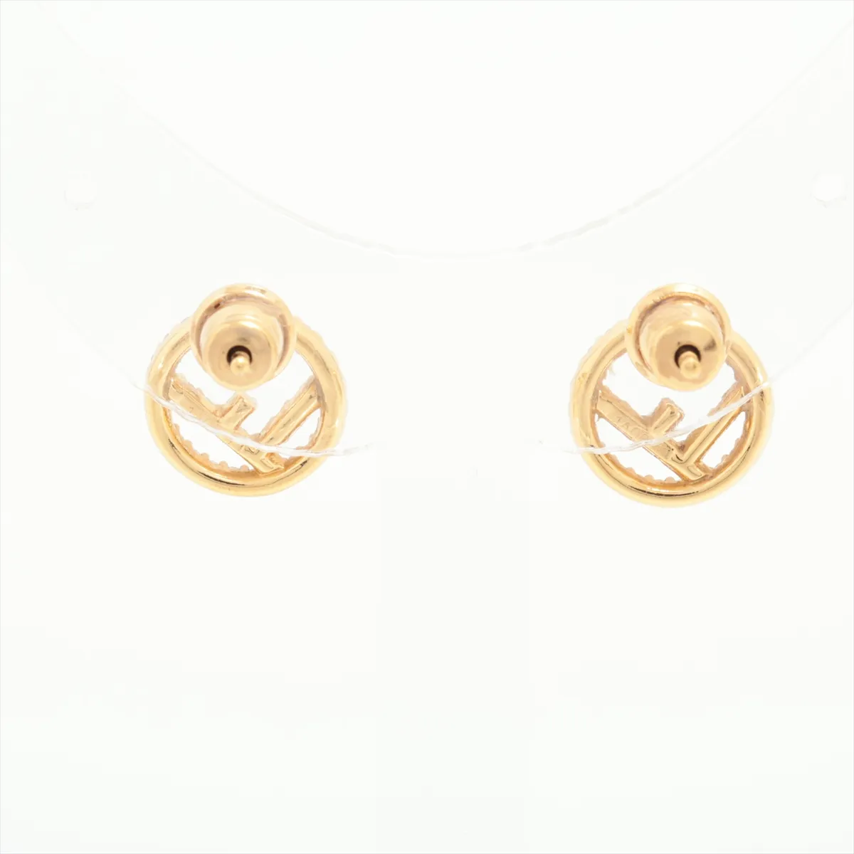 F is Fendi earrings (for both ears) GP x Rhinestone Gold — view 2
