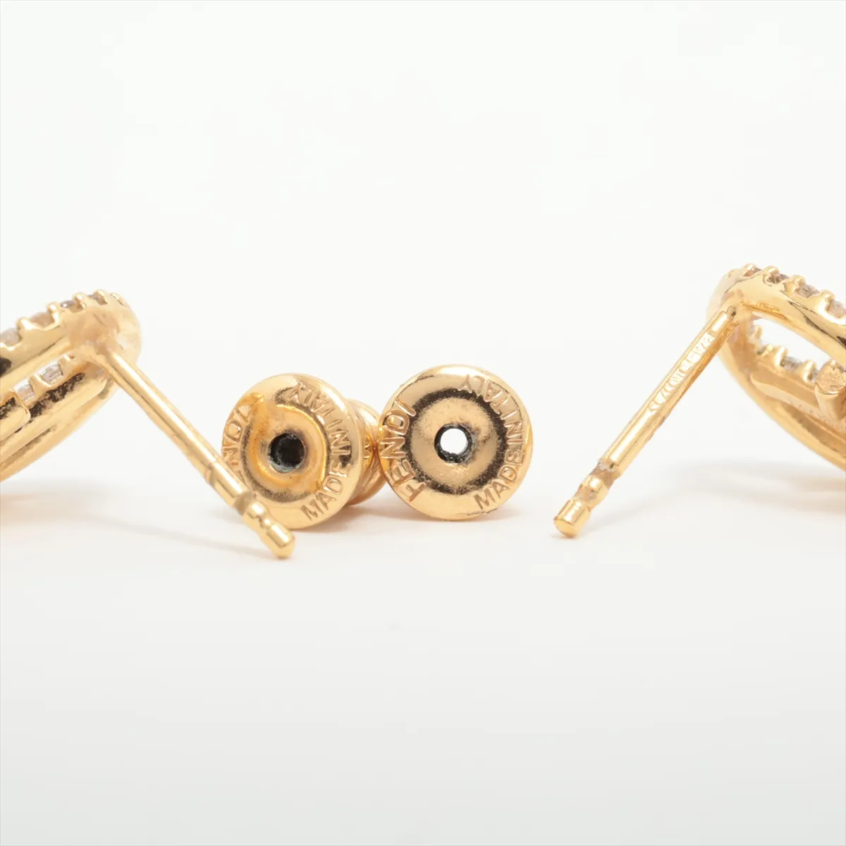 F is Fendi earrings (for both ears) GP x Rhinestone Gold — view 4