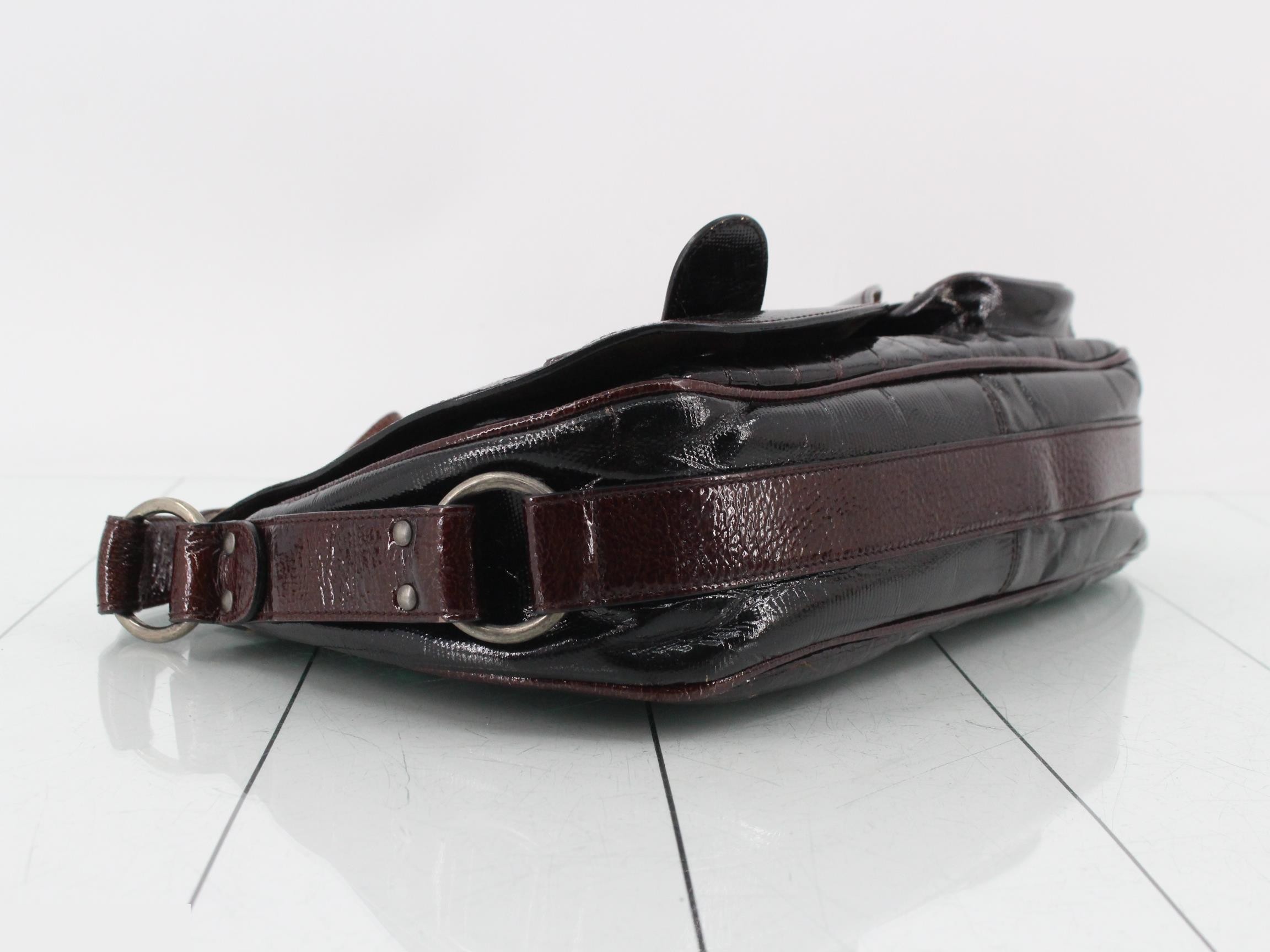 Crocodile-embossed gaucho shoulder bag — view 5