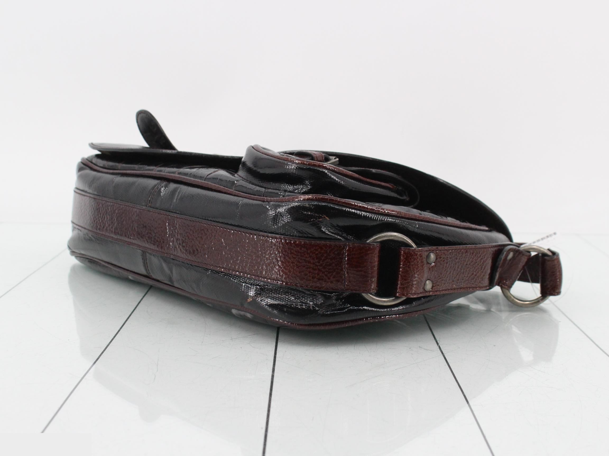 Crocodile-embossed gaucho shoulder bag — view 6
