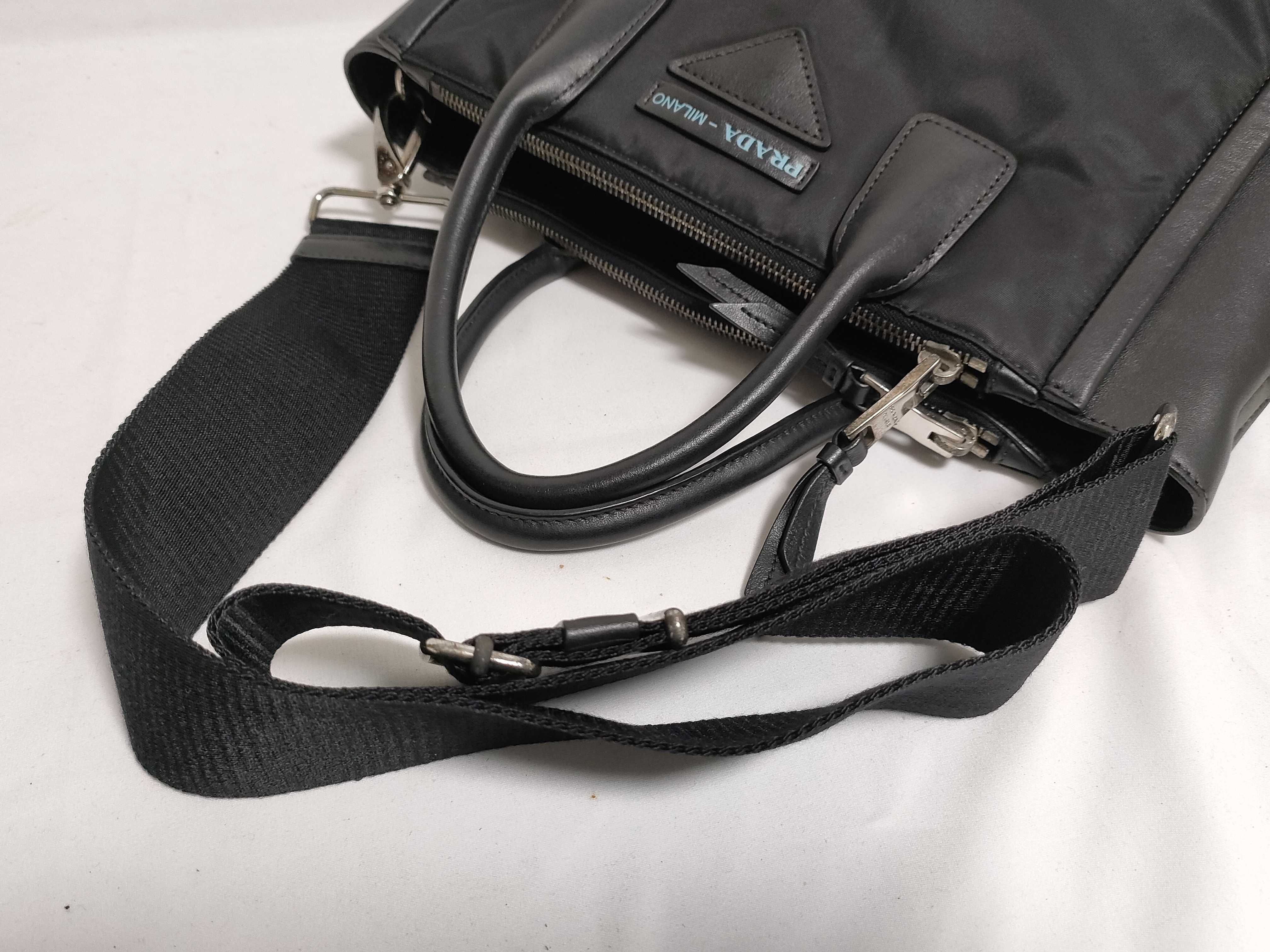 Nylon 2-Way Tote Bag, Nylon/Leather, Black Tote Bag — view 3