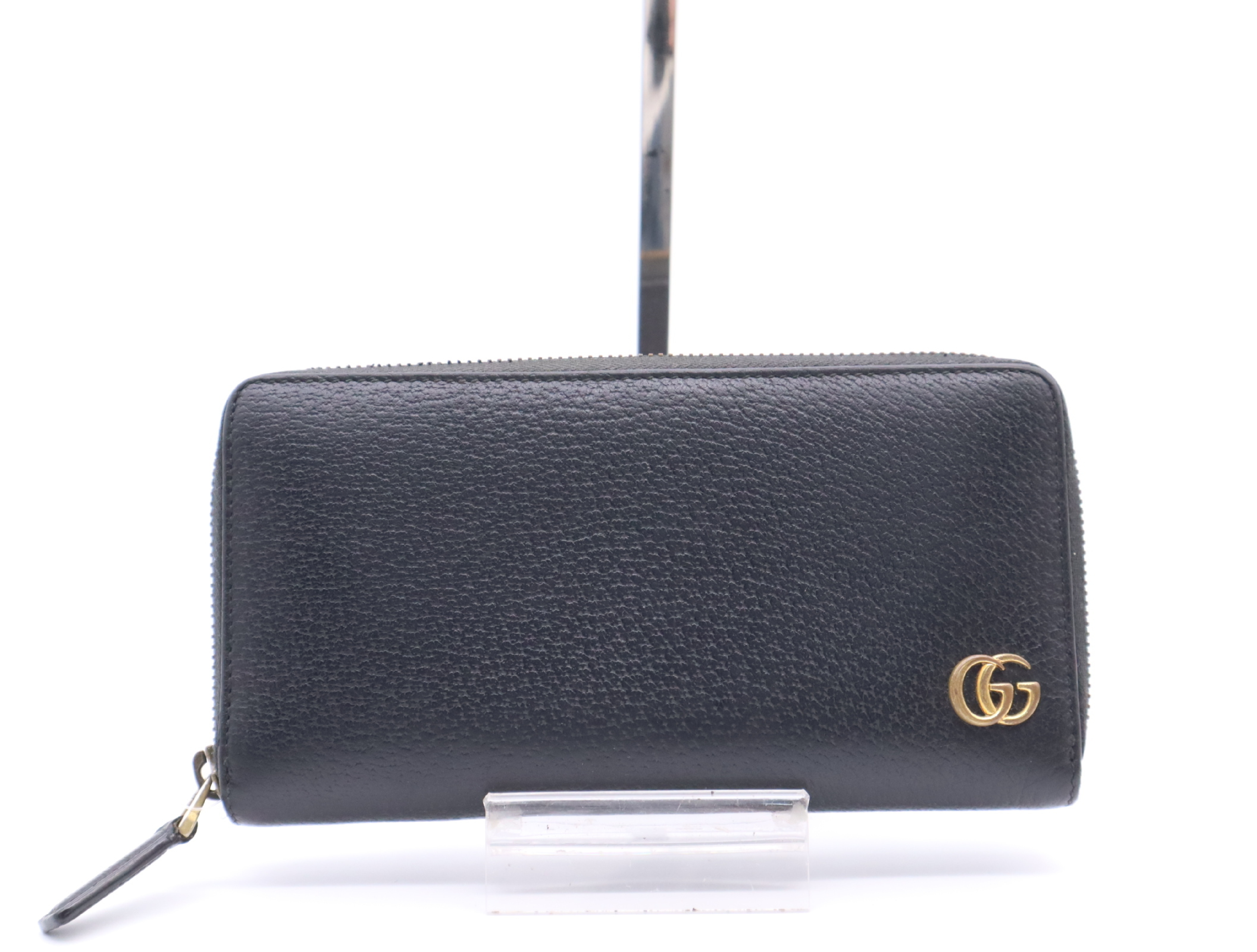 428736 Leather Zip Around Wallet, Black