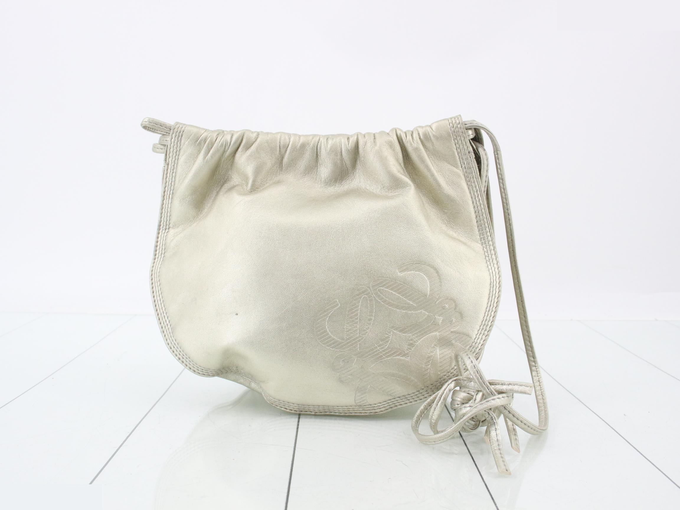 Anagram Leather Drawstring Shoulder Bag