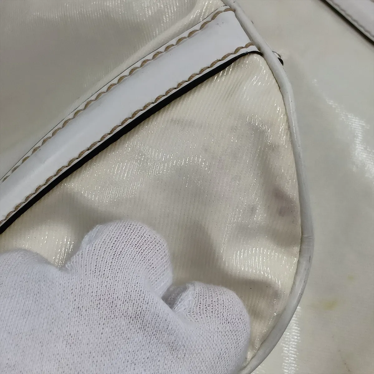 Interlocking G Coated Canvas x Leather Shoulder Bag, White, 162740 — view 13