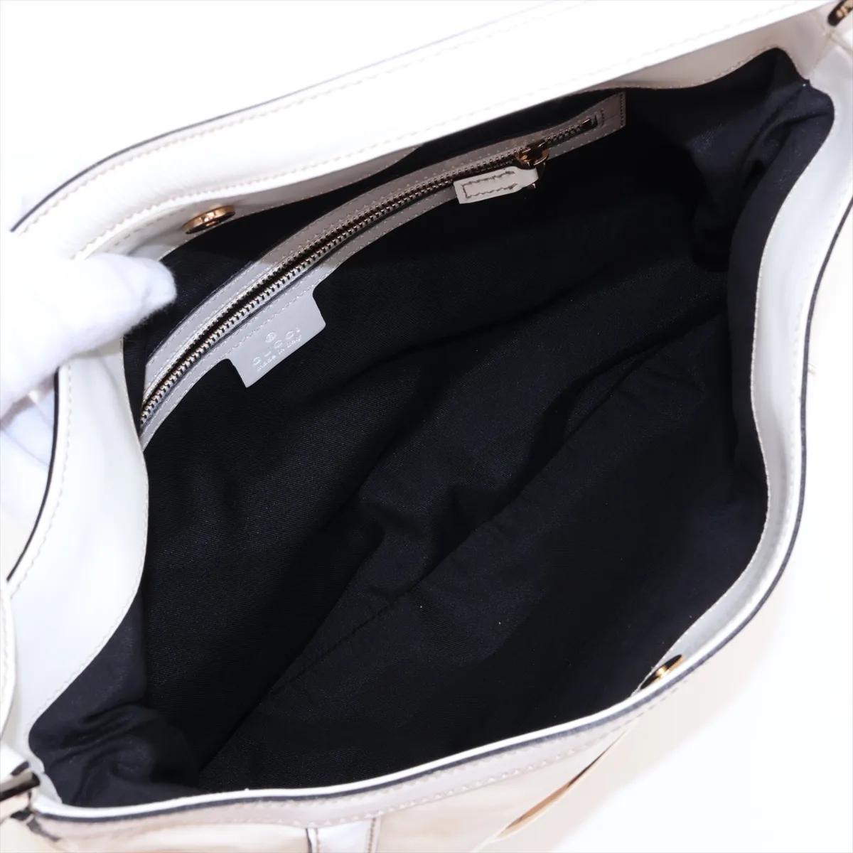 Interlocking G Coated Canvas x Leather Shoulder Bag, White, 162740 — view 7