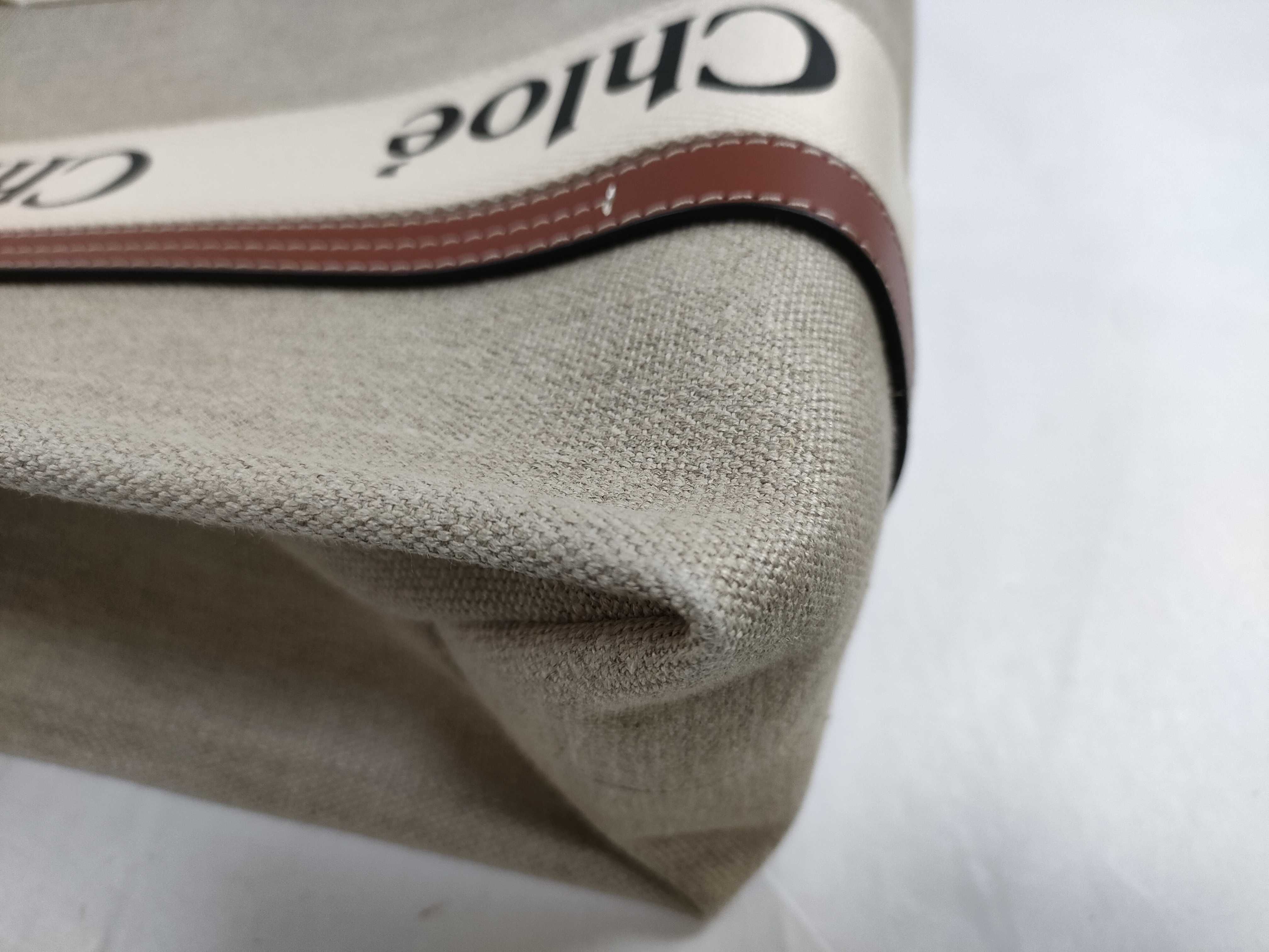 Woody Medium Canvas x Leather Tote Bag, Beige x Brown Tote Bag — view 6