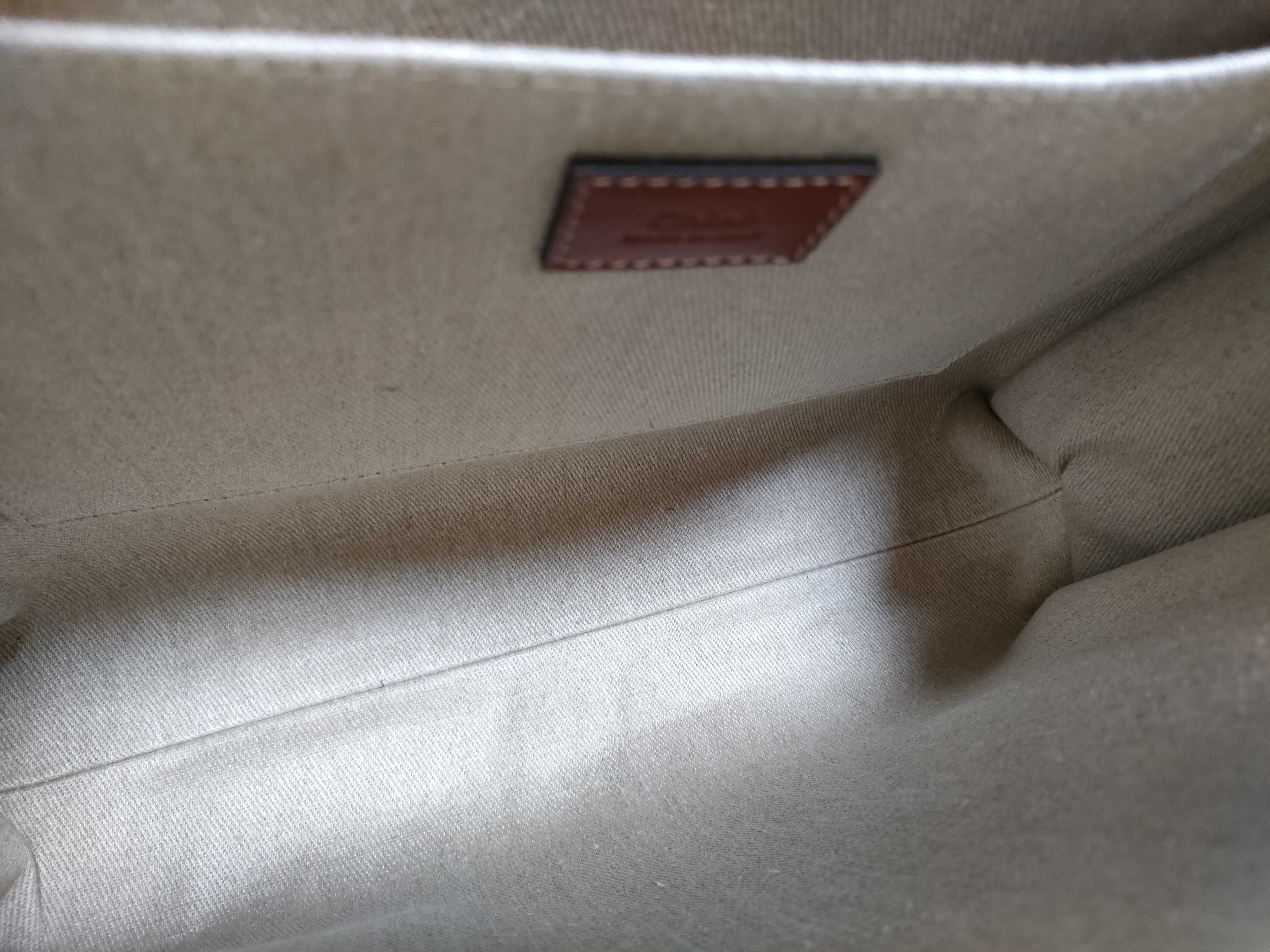 Woody Medium Canvas x Leather Tote Bag, Beige x Brown Tote Bag — view 8