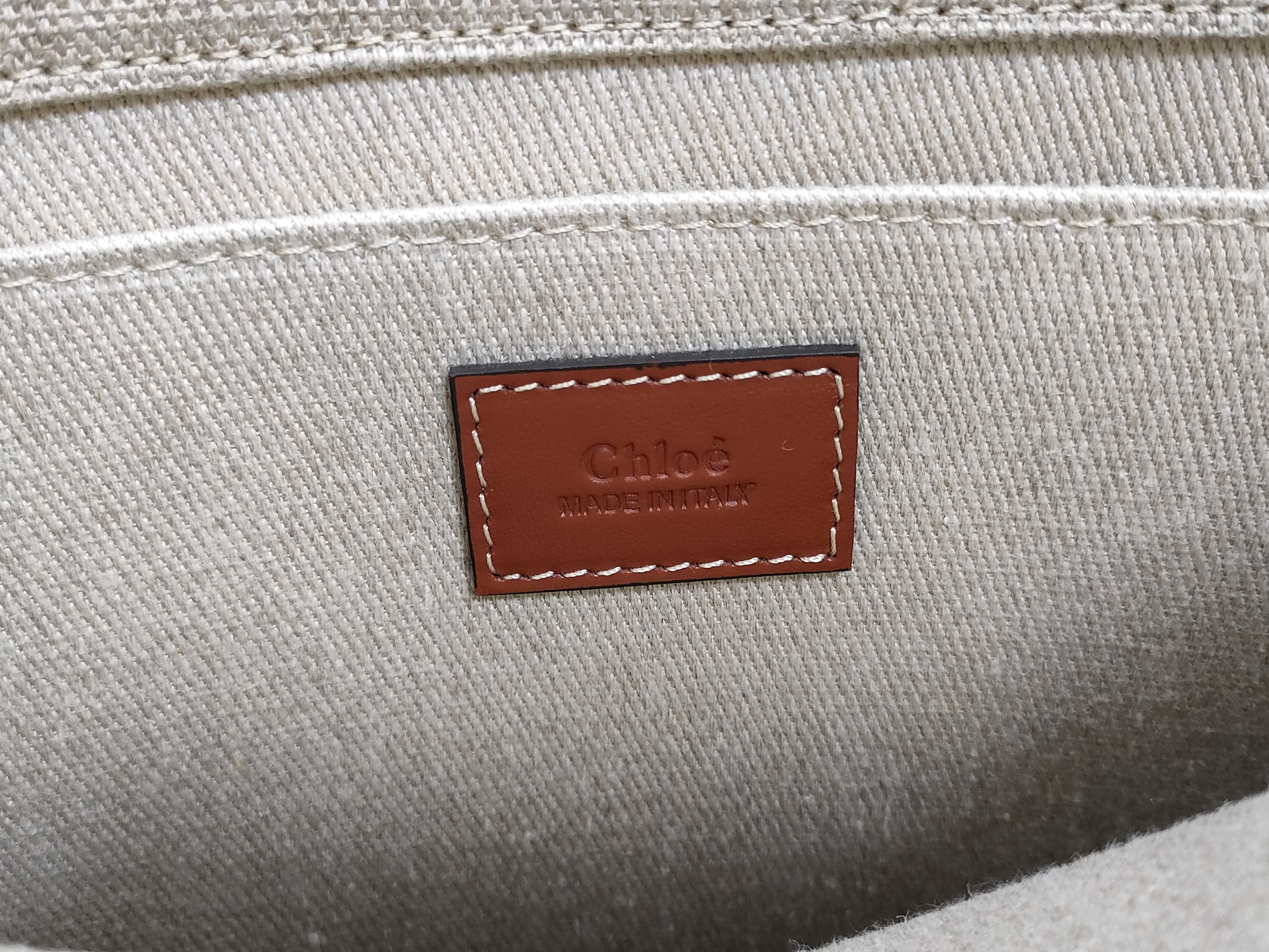 Woody Medium Canvas x Leather Tote Bag, Beige x Brown Tote Bag — view 9