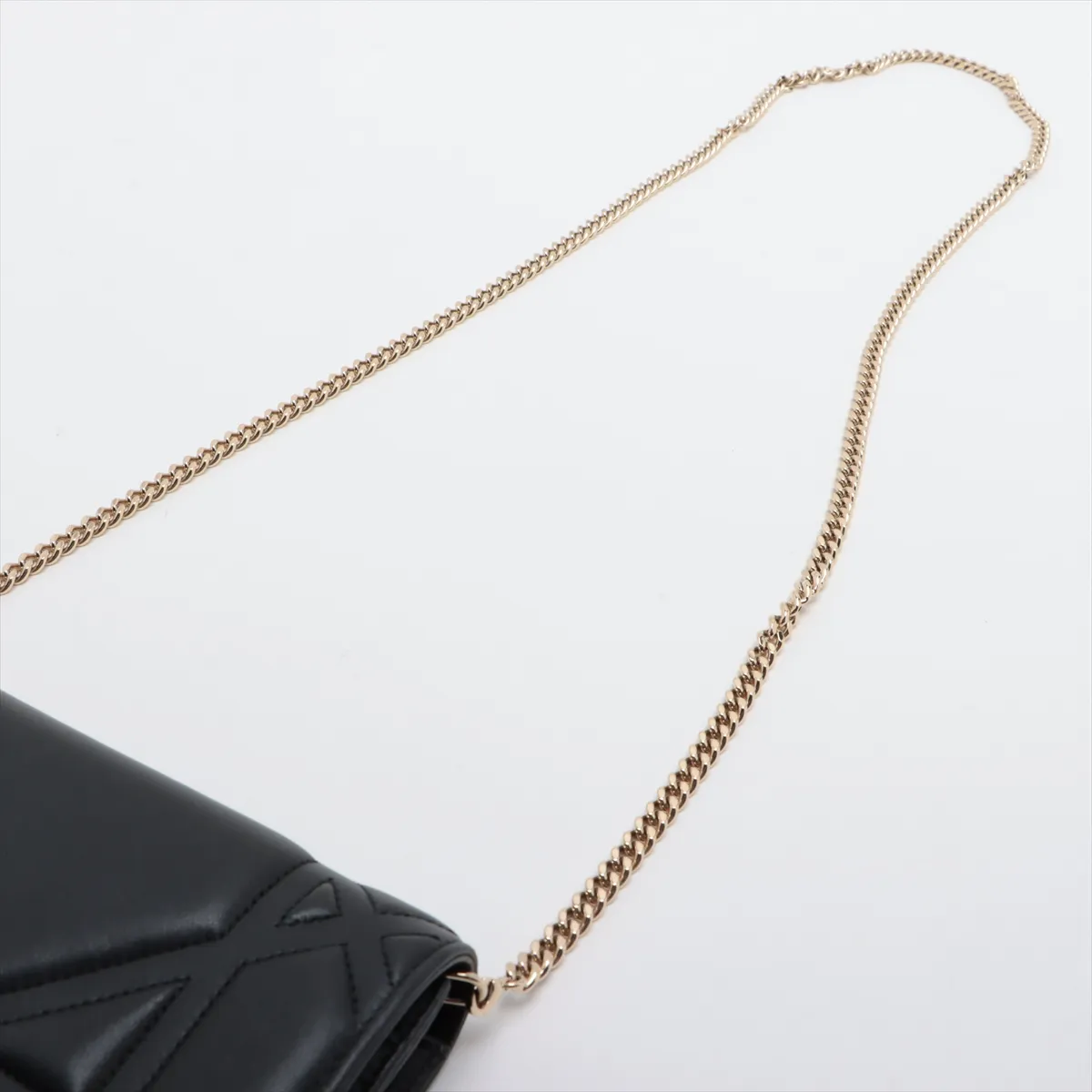 Diorama Leather Chain Shoulder Bag, Black — view 5