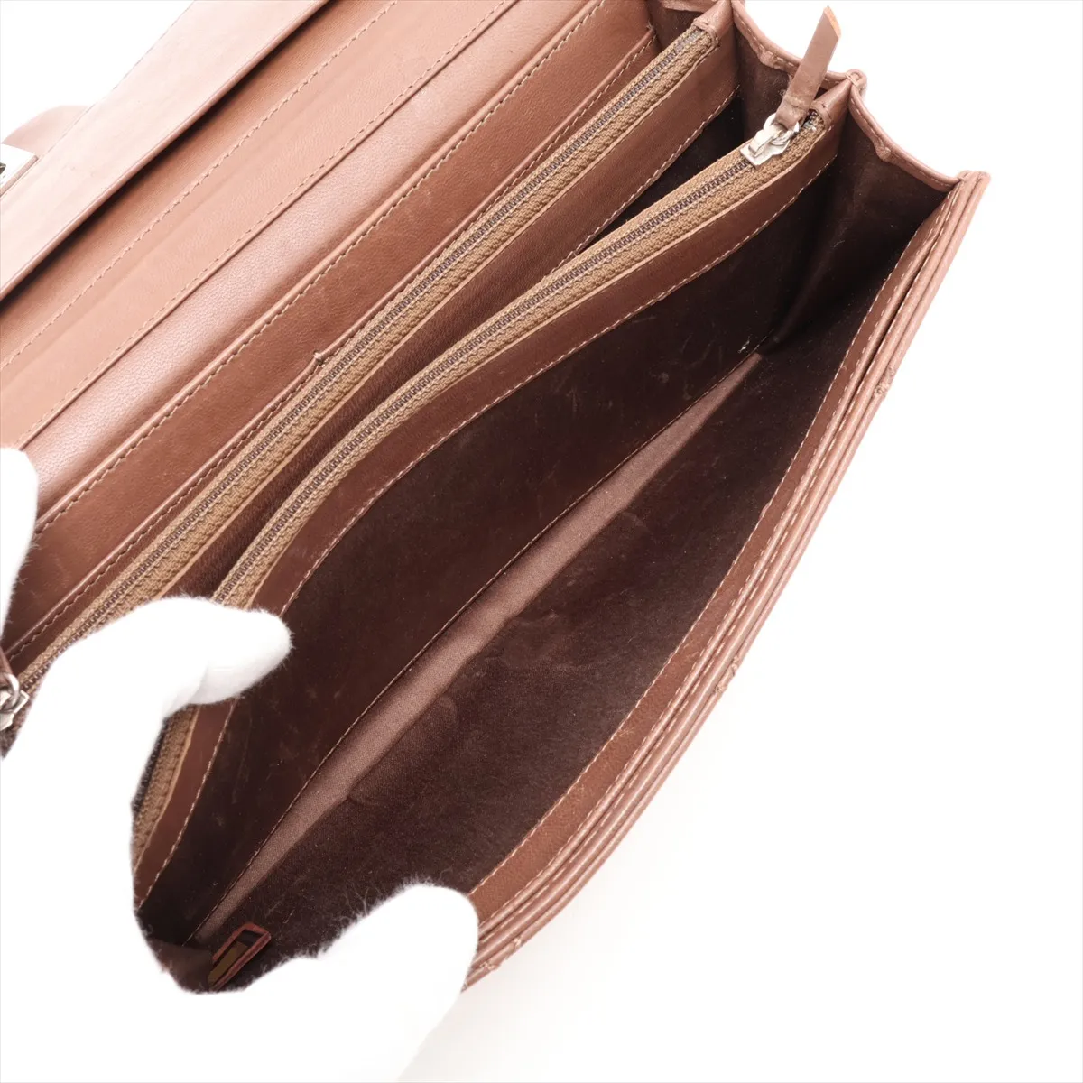 Wild Stitch Leather Chain Shoulder Bag, Brown, Silver Hardware, 15129599, Serial Number 15 — view 11