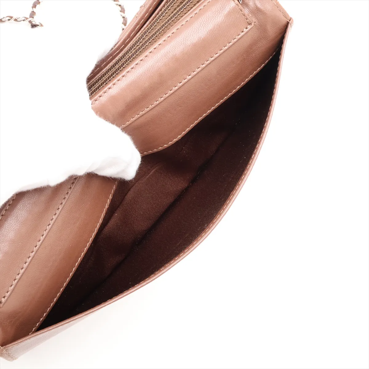 Wild Stitch Leather Chain Shoulder Bag, Brown, Silver Hardware, 15129599, Serial Number 15 — view 12