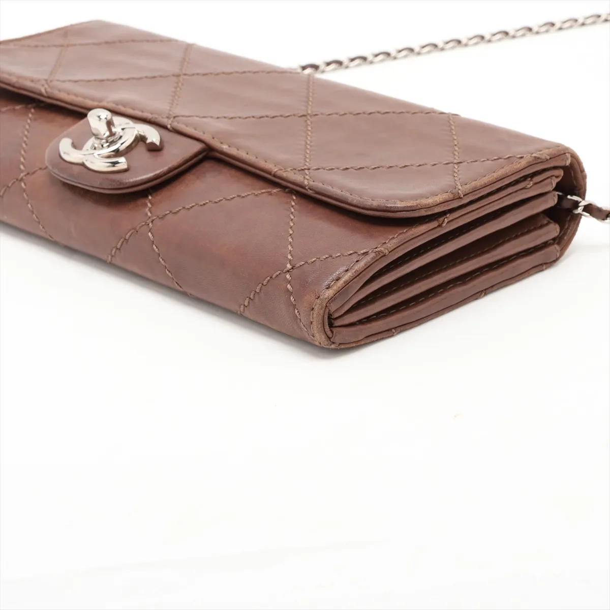 Wild Stitch Leather Chain Shoulder Bag, Brown, Silver Hardware, 15129599, Serial Number 15 — view 3