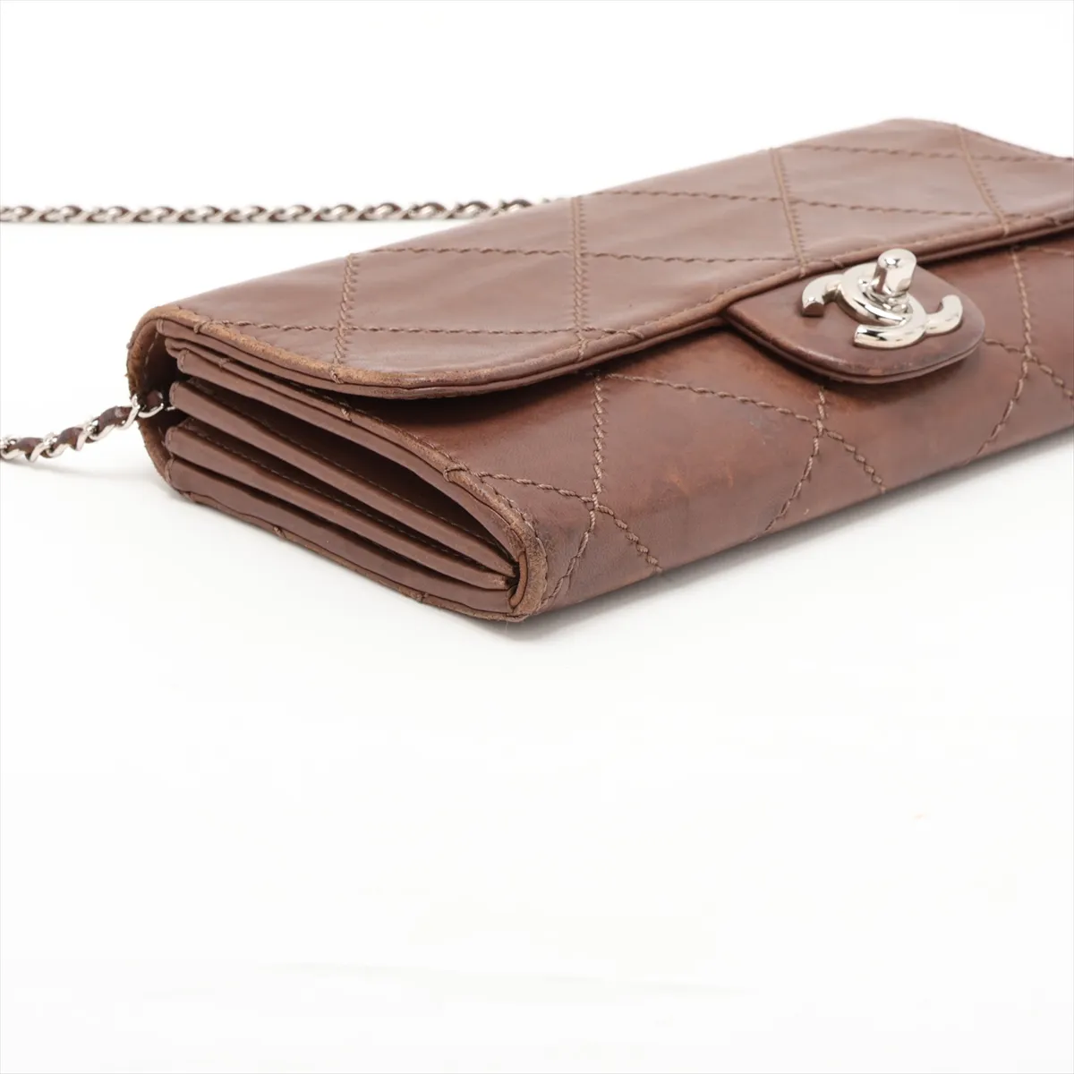 Wild Stitch Leather Chain Shoulder Bag, Brown, Silver Hardware, 15129599, Serial Number 15 — view 4