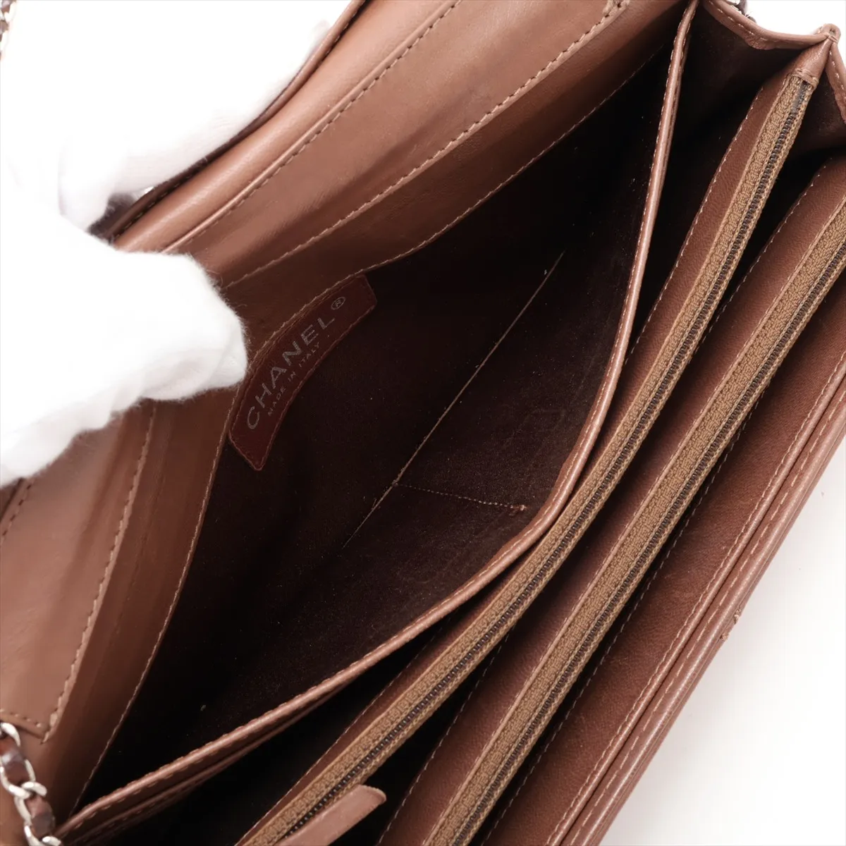 Wild Stitch Leather Chain Shoulder Bag, Brown, Silver Hardware, 15129599, Serial Number 15 — view 6
