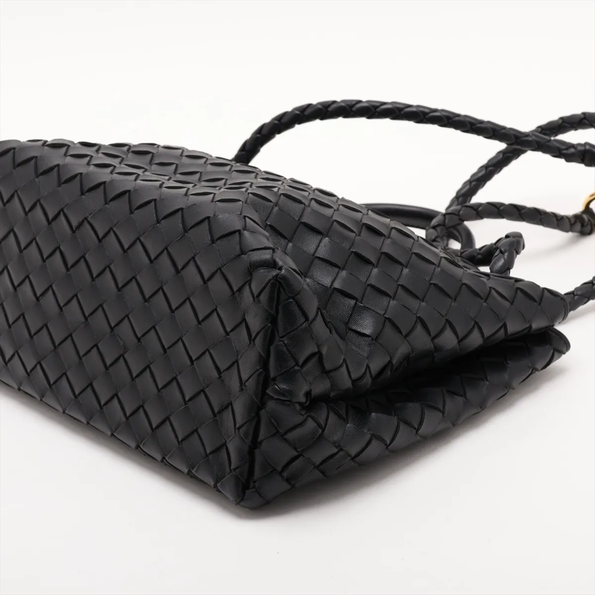 Intrecciato Medium Andiamo Leather 2-Way Handbag, Black — view 3