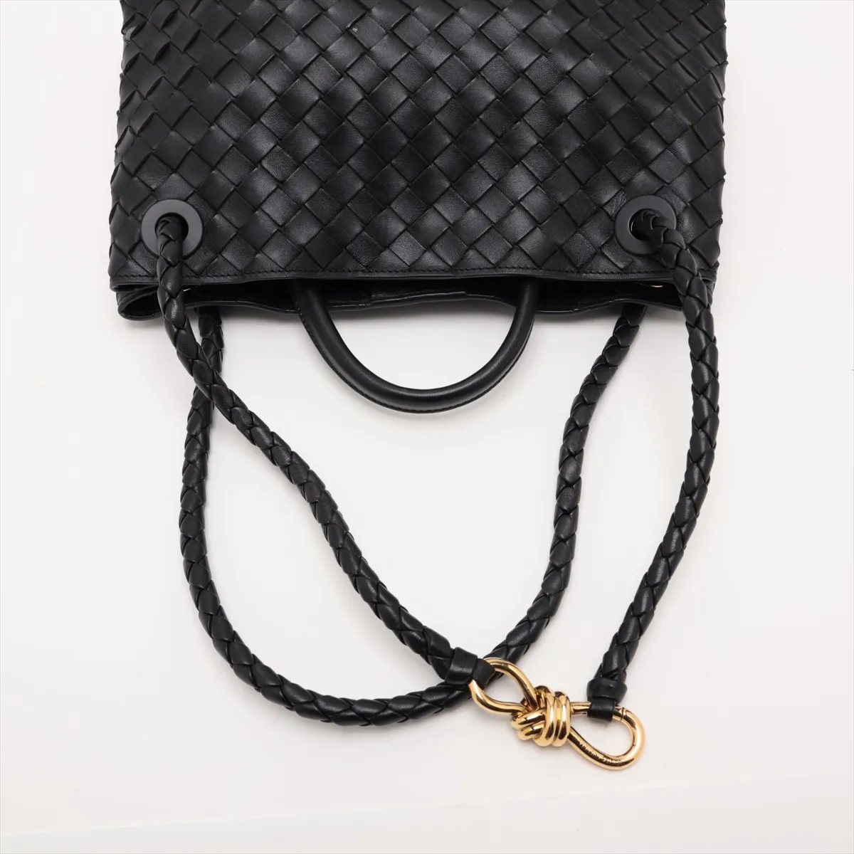 Intrecciato Medium Andiamo Leather 2-Way Handbag, Black — view 5